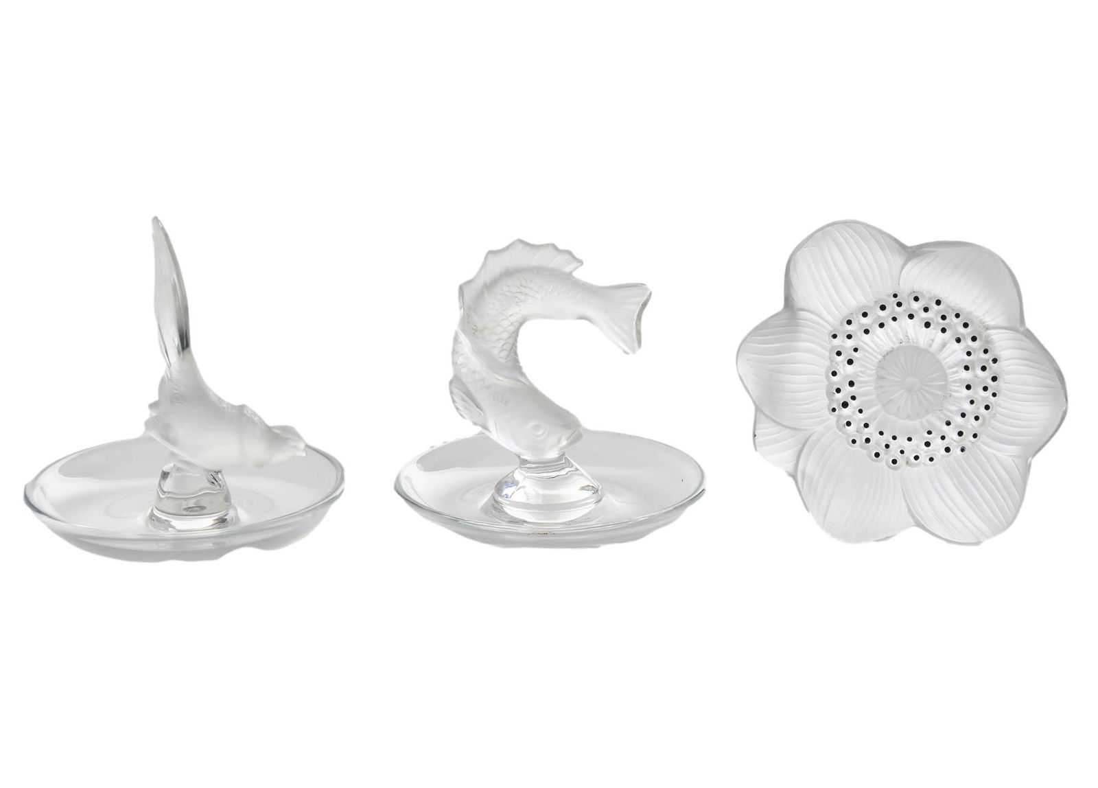 Lalique French Frosted Crystal Art Glass 3pc LOT (1 of 5)