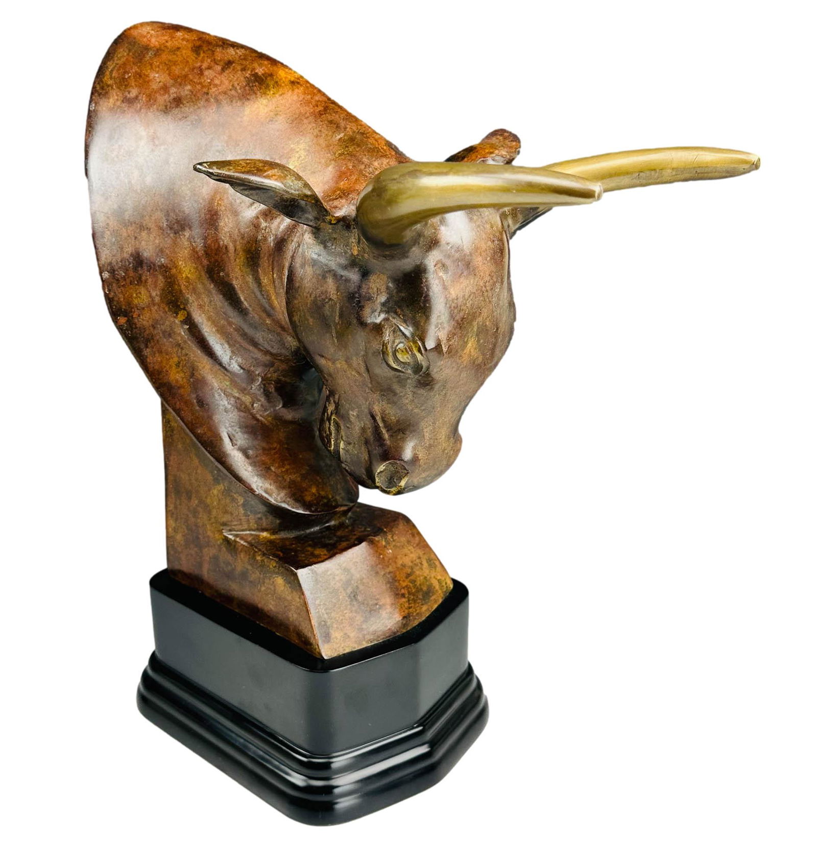 Stock Market Bronze Taurus Bull Head 12" Sculpture (1 of 5)