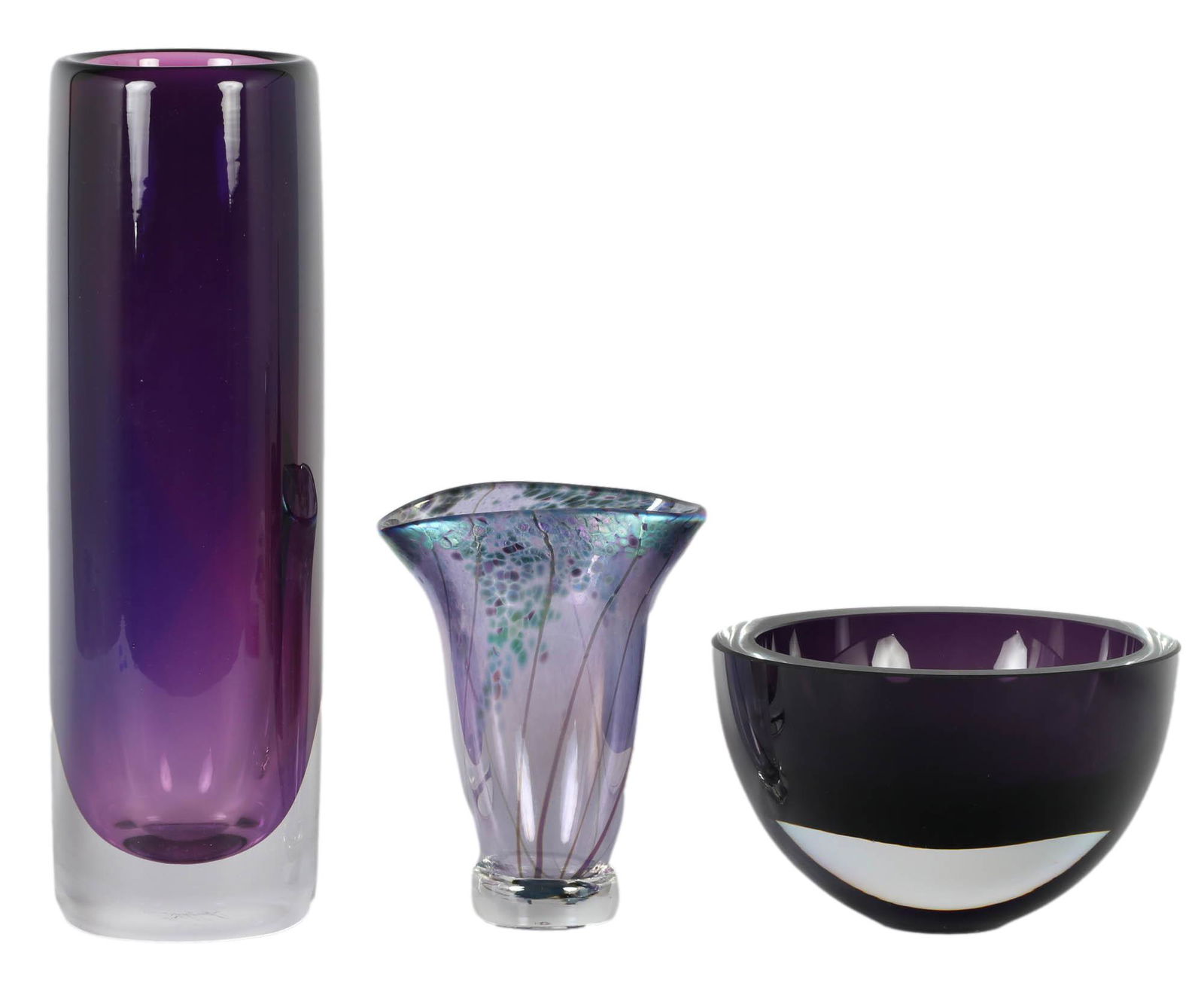 DiNardo Hyde Badash Art Glass Vase 3pc LOT SIGNED (1 of 4)