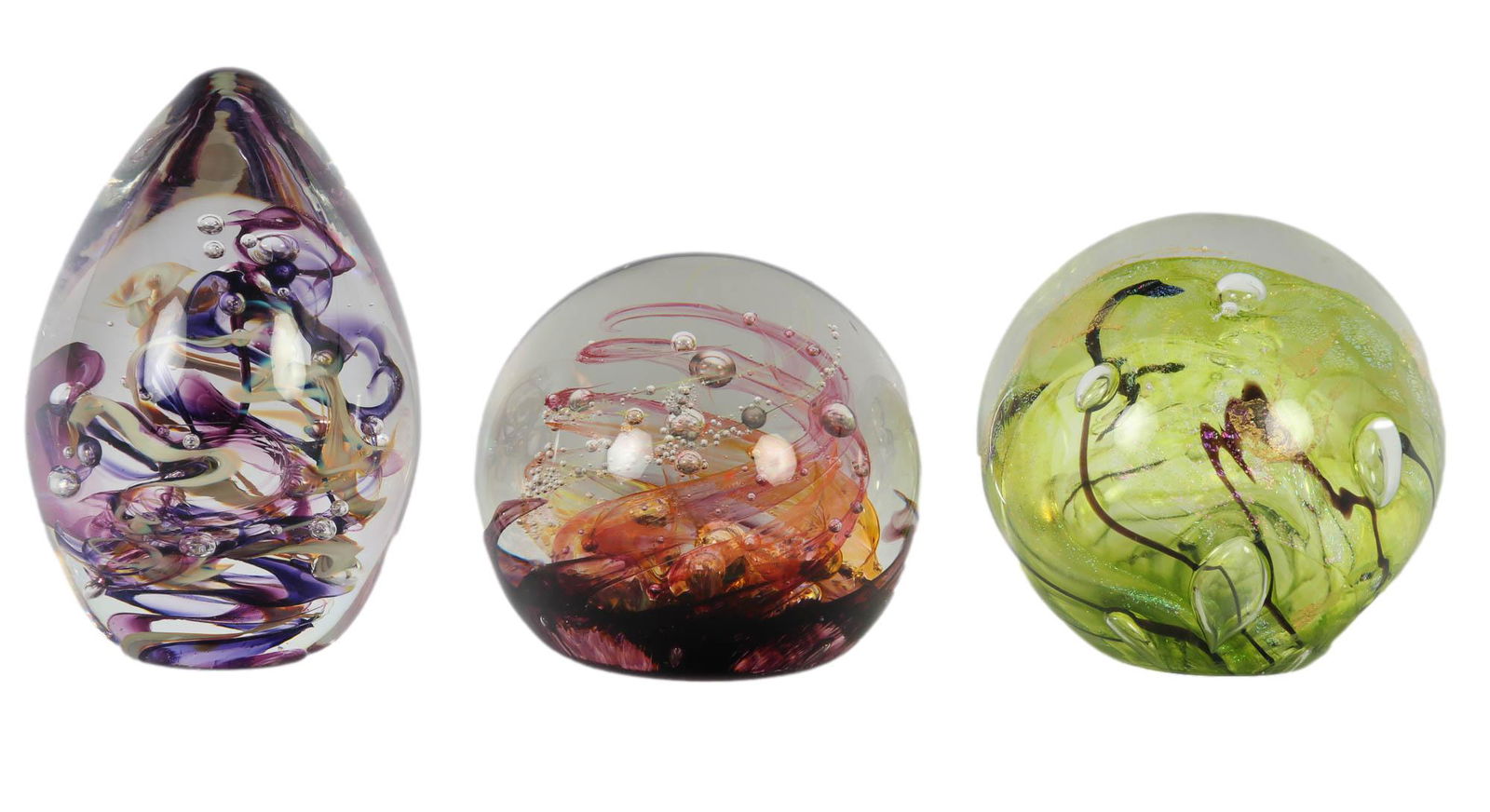 Selkirk La Barbera Lazer Glass Paperweight 3pc LOT (1 of 4)