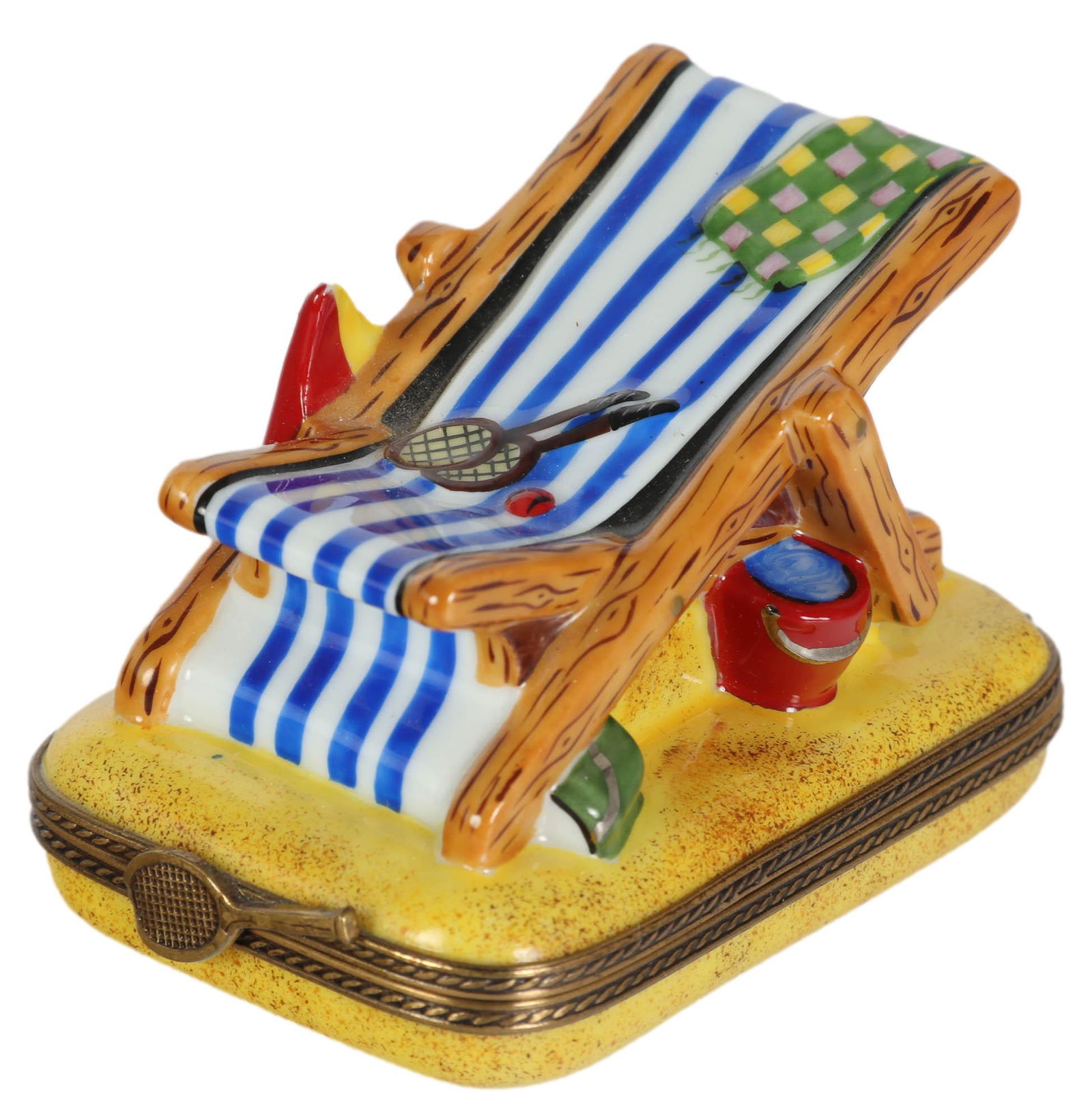 Limoges Beach Chair w/ Towel Porcelain Trinket Box (1 of 5)