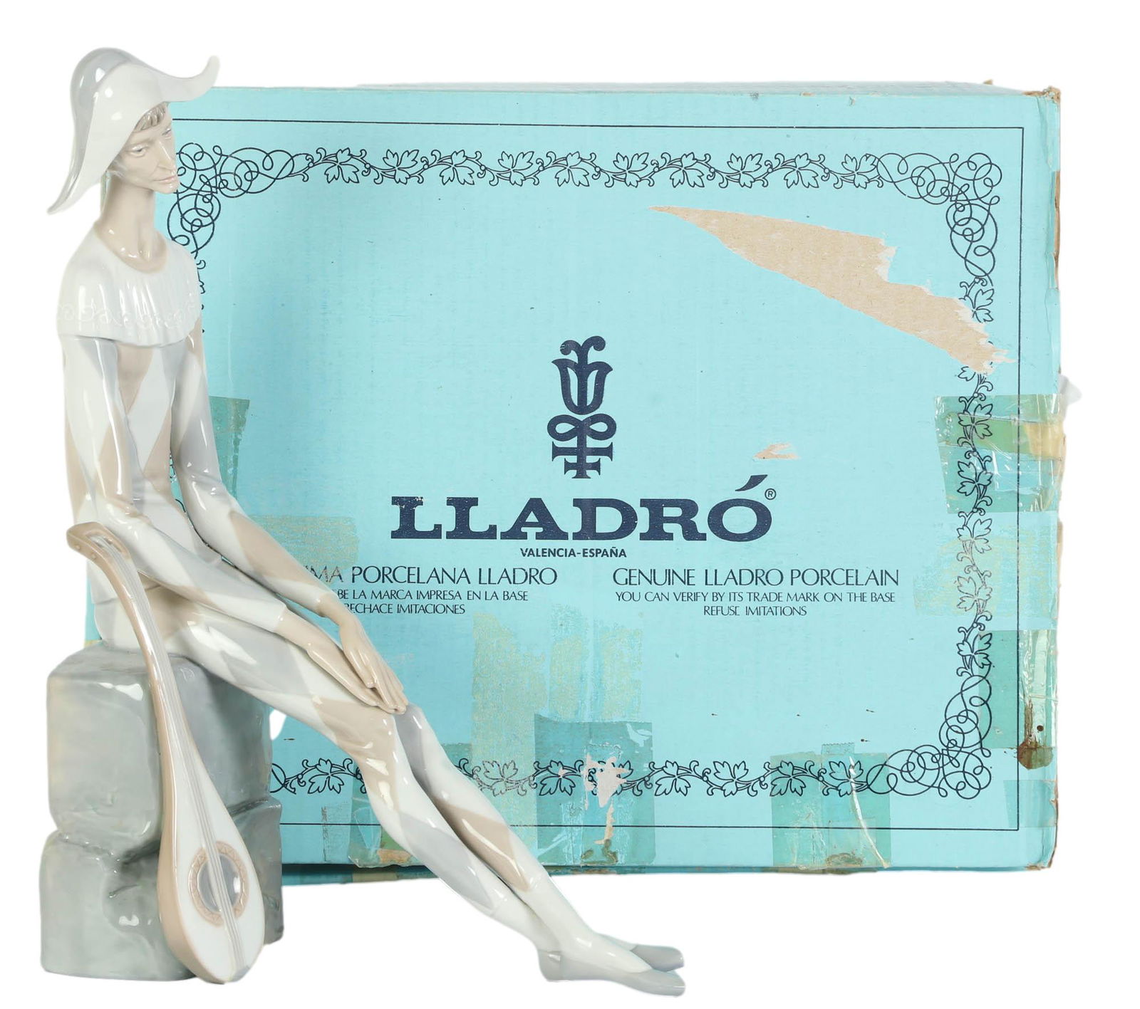 Lladro Sad Harlequin #4558 Porcelain Figurine Box (1 of 7)