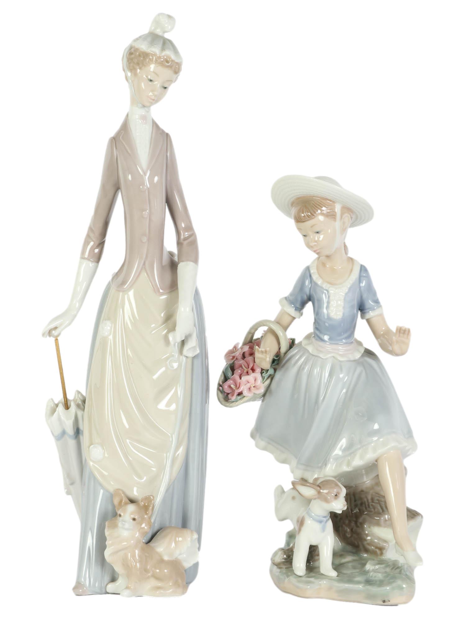 Lladro Lady & Puppy Dog Porcelain Figurine 2pc LOT (1 of 5)