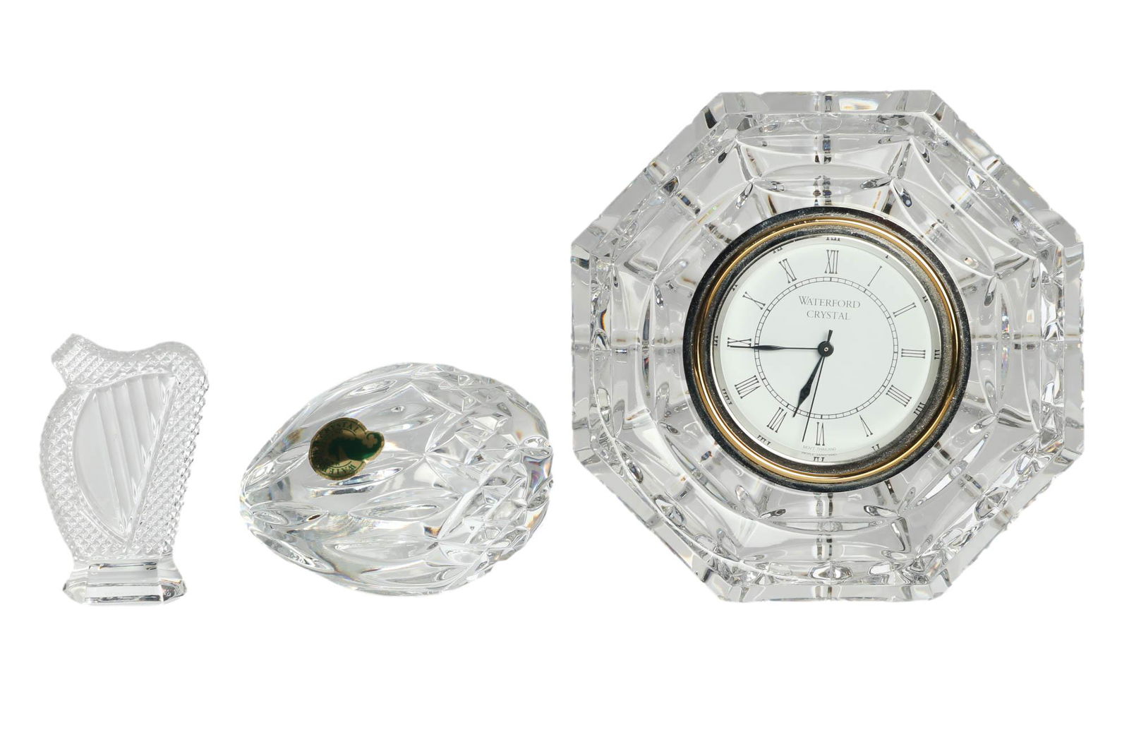 Waterford Crystal Desk Clock Harp Paperweight Egg (1 of 5)