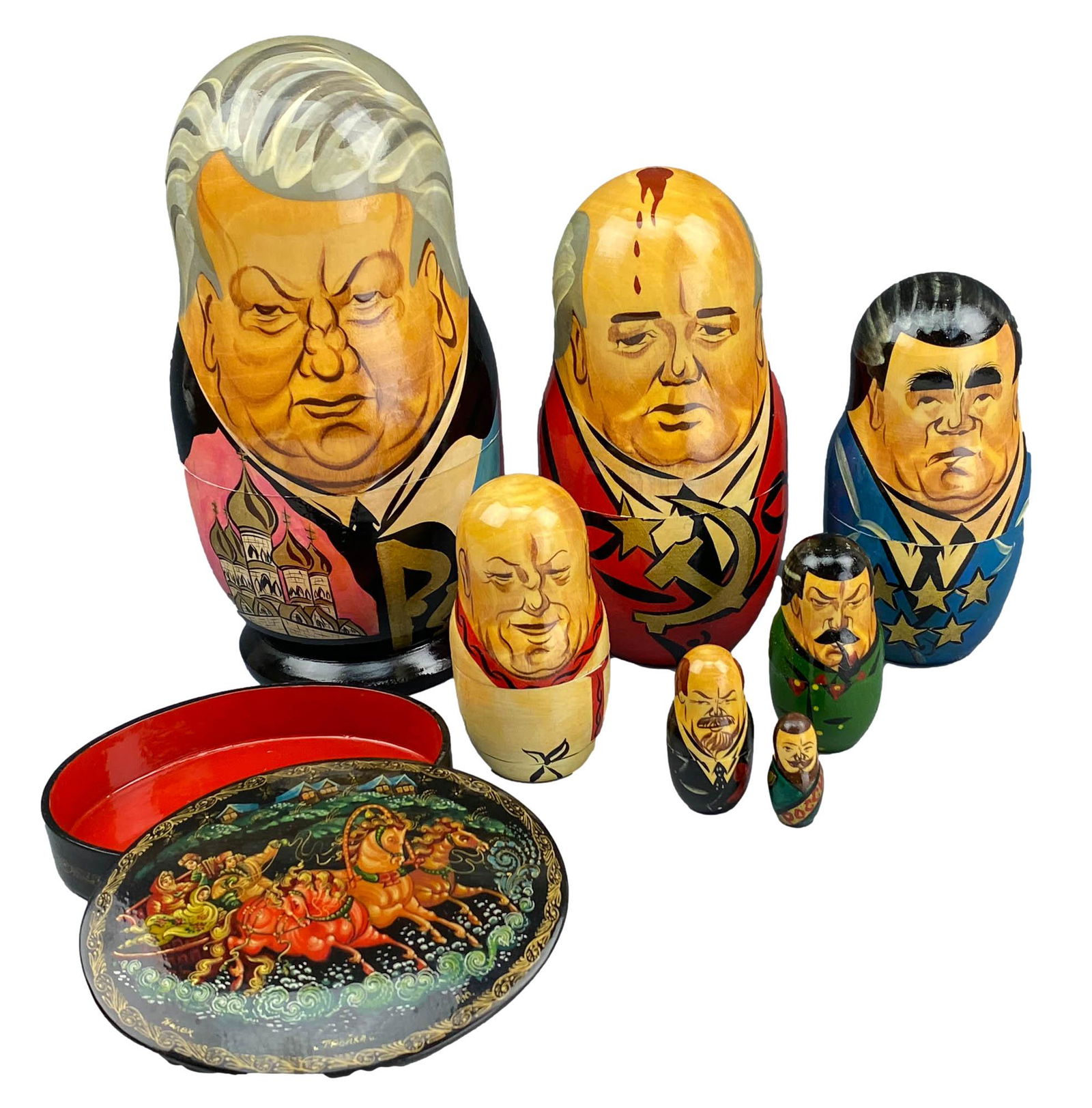 Russian President Wood Nesting Dolls & Trinket Box (1 of 7)