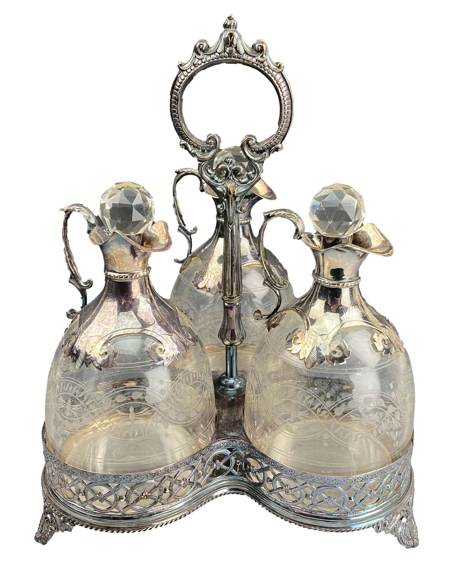 Crystal Silver Plate Mount Barware Decanter Bottles (1 of 6)