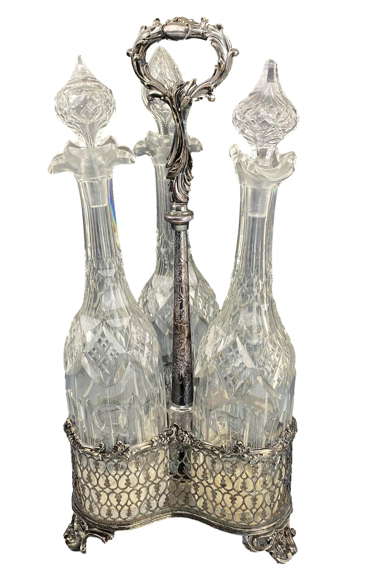Crystal & Silverplate Bar Barware Decanter SET (1 of 4)