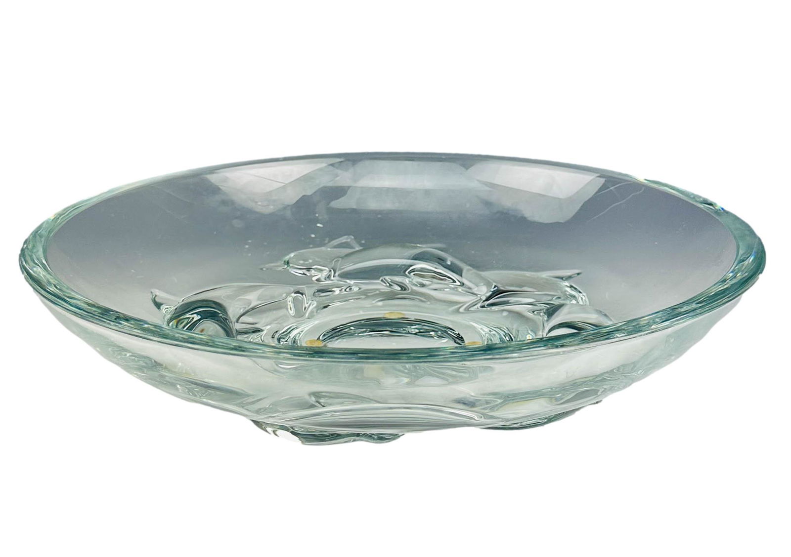 Daum France Clear Crystal Dolphin Centerpiece Bowl (1 of 4)