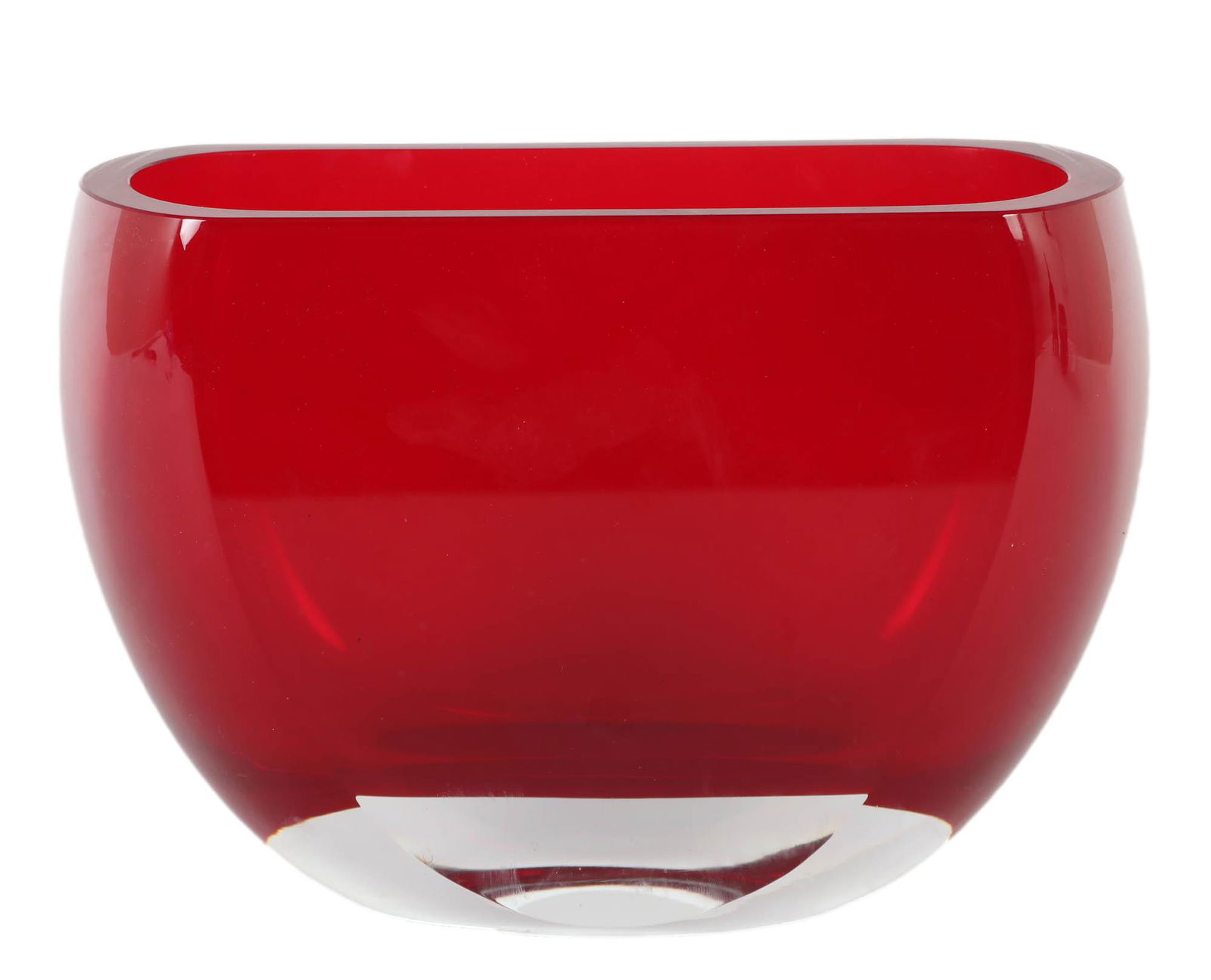 Block Crystal Cranberry Red Cased Art Glass Vase (1 of 6)