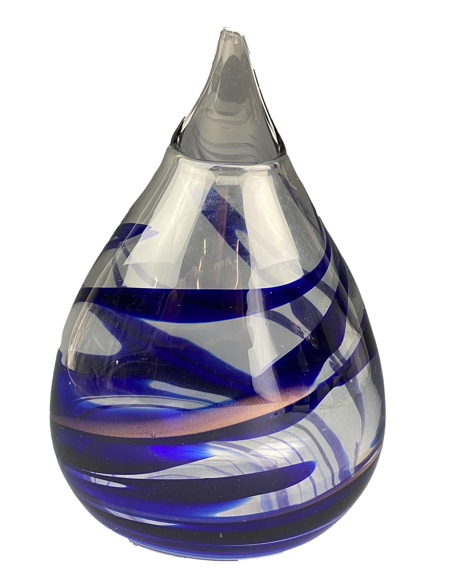 Cobalt Gold Dust Teardrop Art Glass Vase SIGNED (1 of 6)
