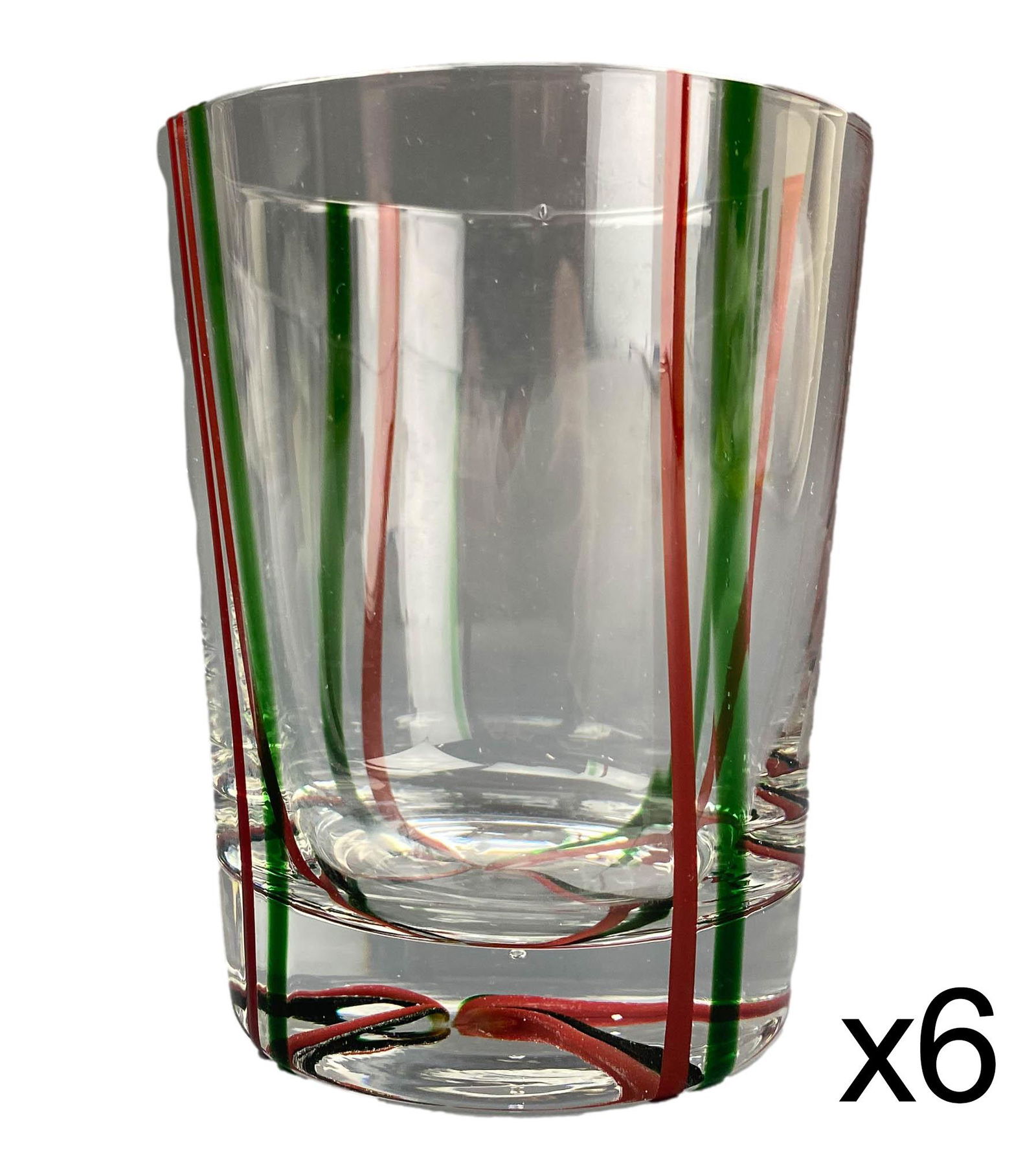 Murano Candy Cane Stripe Whisky Glass Tumbler LOT (1 of 5)