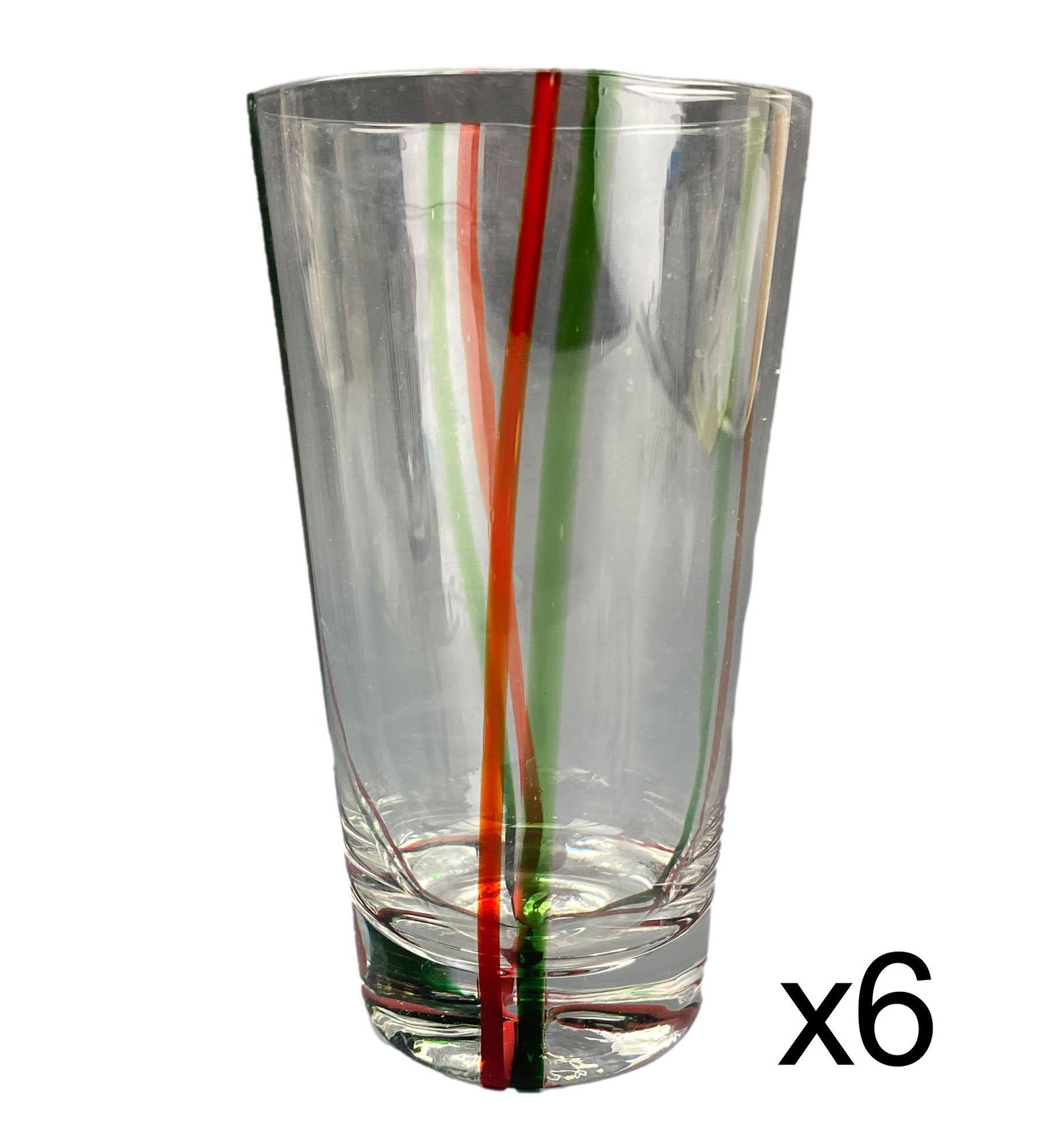 Murano Candy Cane Stripe Glass Water Tumbler LOT (1 of 5)