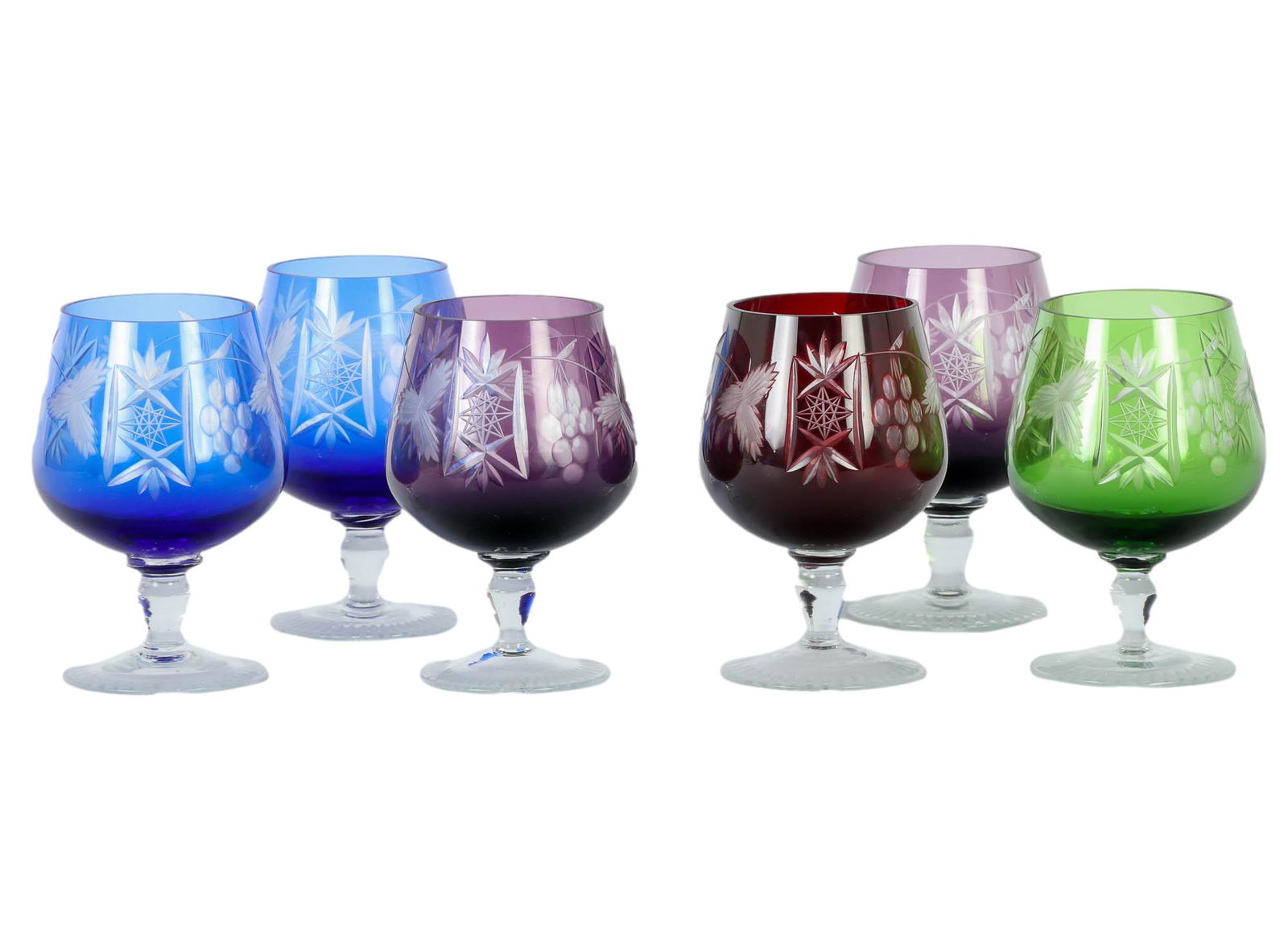 Bohemian Czech Crystal Cut Clear Brandy Goblet SET (1 of 4)