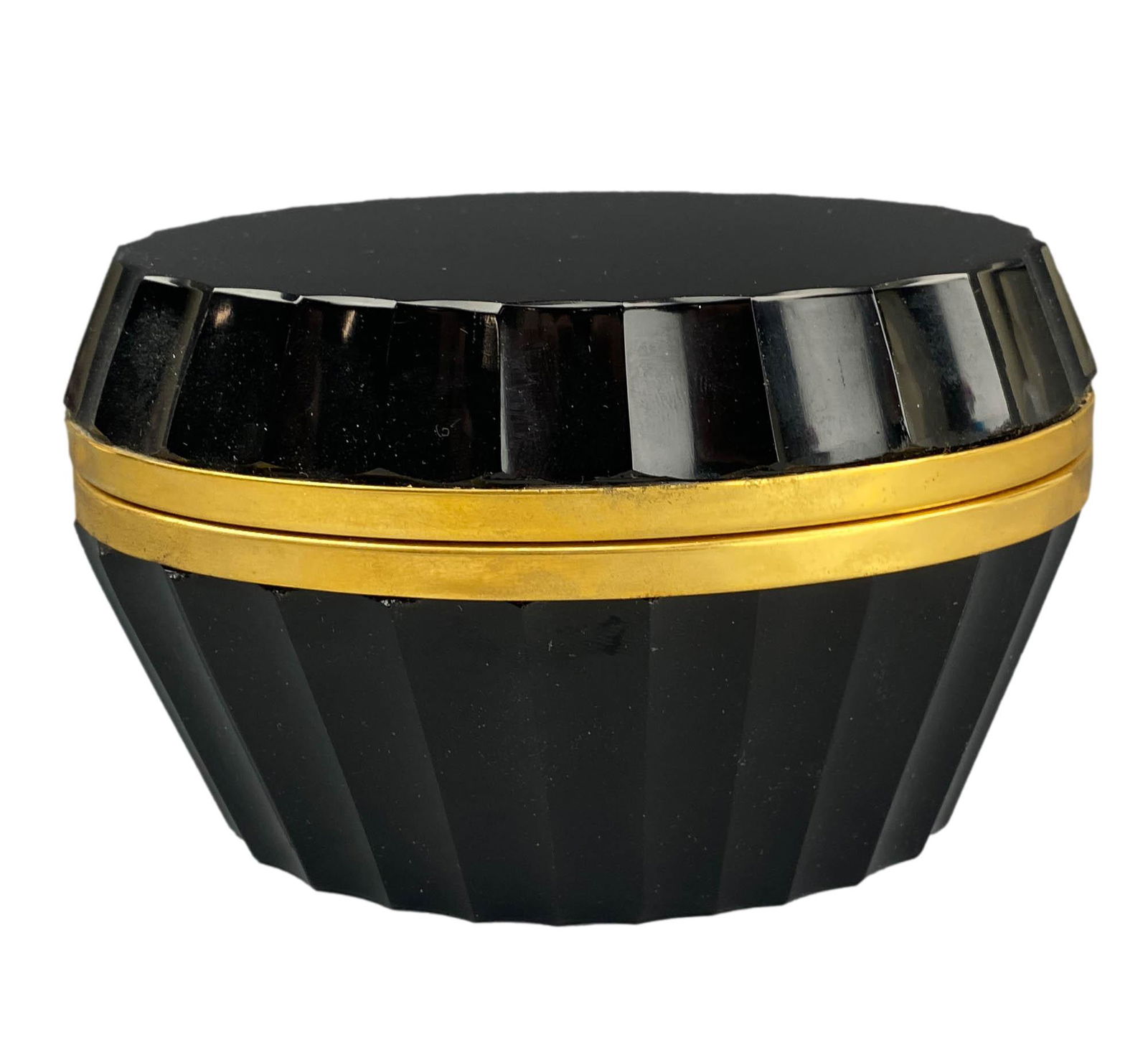 Bohemian Czech Crystal Black Art Glass Dresser Jar (1 of 6)