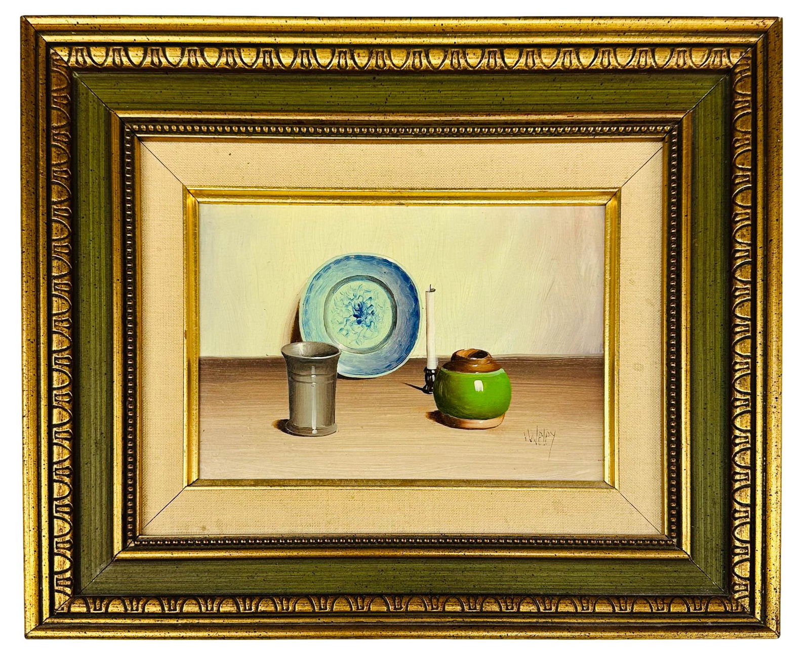 Weley 20th C Still Life Oil Board Painting FRAMED (1 of 4)
