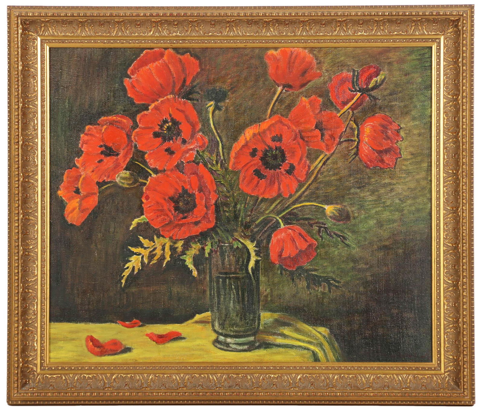 Red Poppy Floral Still Life Oil Painting SIGNED (1 of 4)