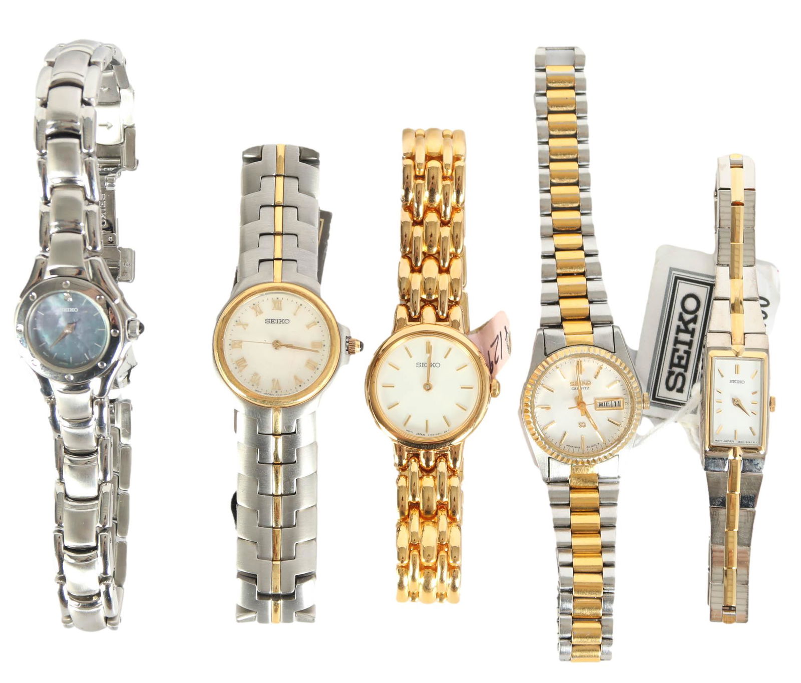 Seiko Gold Silver Tone Womens Wrist Watch 5pc LOT (1 of 3)