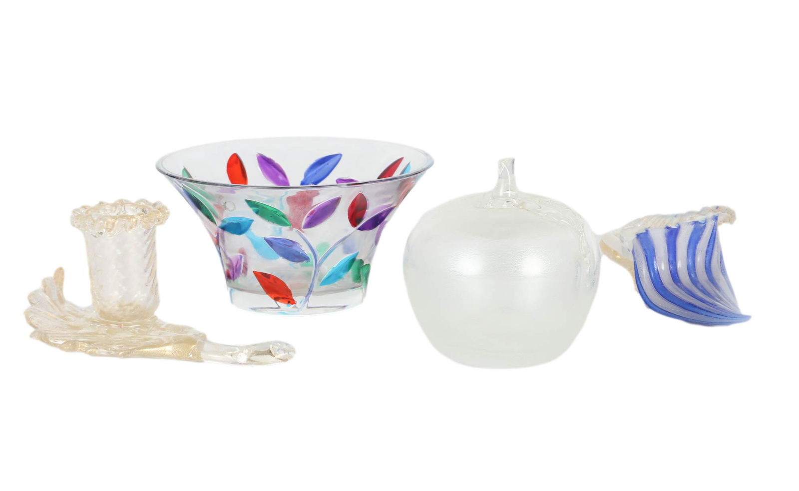 Murano Art Glass Bowl Apple Shoe Candle Holder LOT (1 of 5)