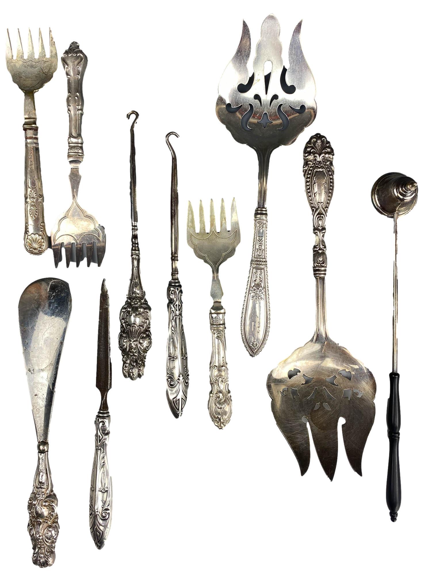 Sterling Silver 925 Handle Fork Servers 10pc LOT (1 of 5)