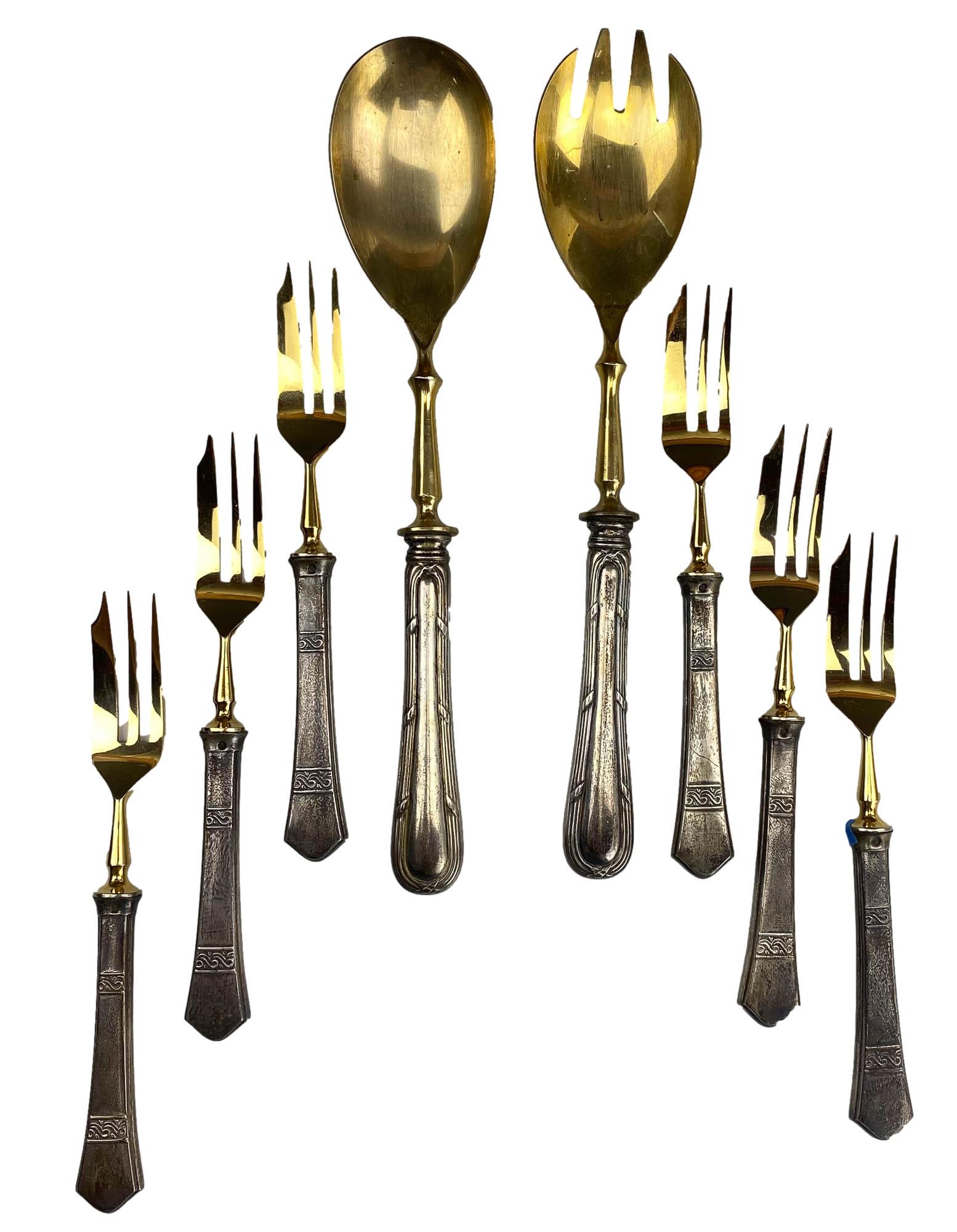 800 Silver Pastry Fork & Salad Server Set Box LOT (1 of 4)