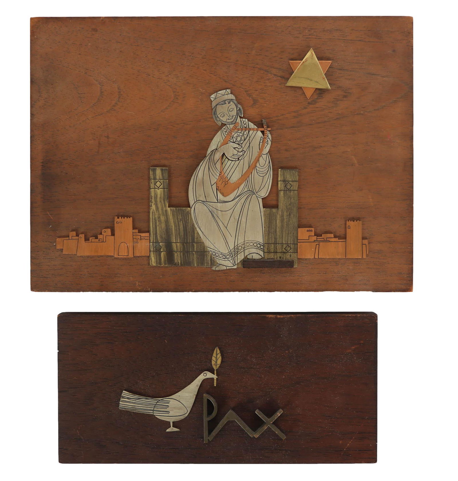 Talleres Monastico Sterling & Wood Plaque 2pc LOT (1 of 5)