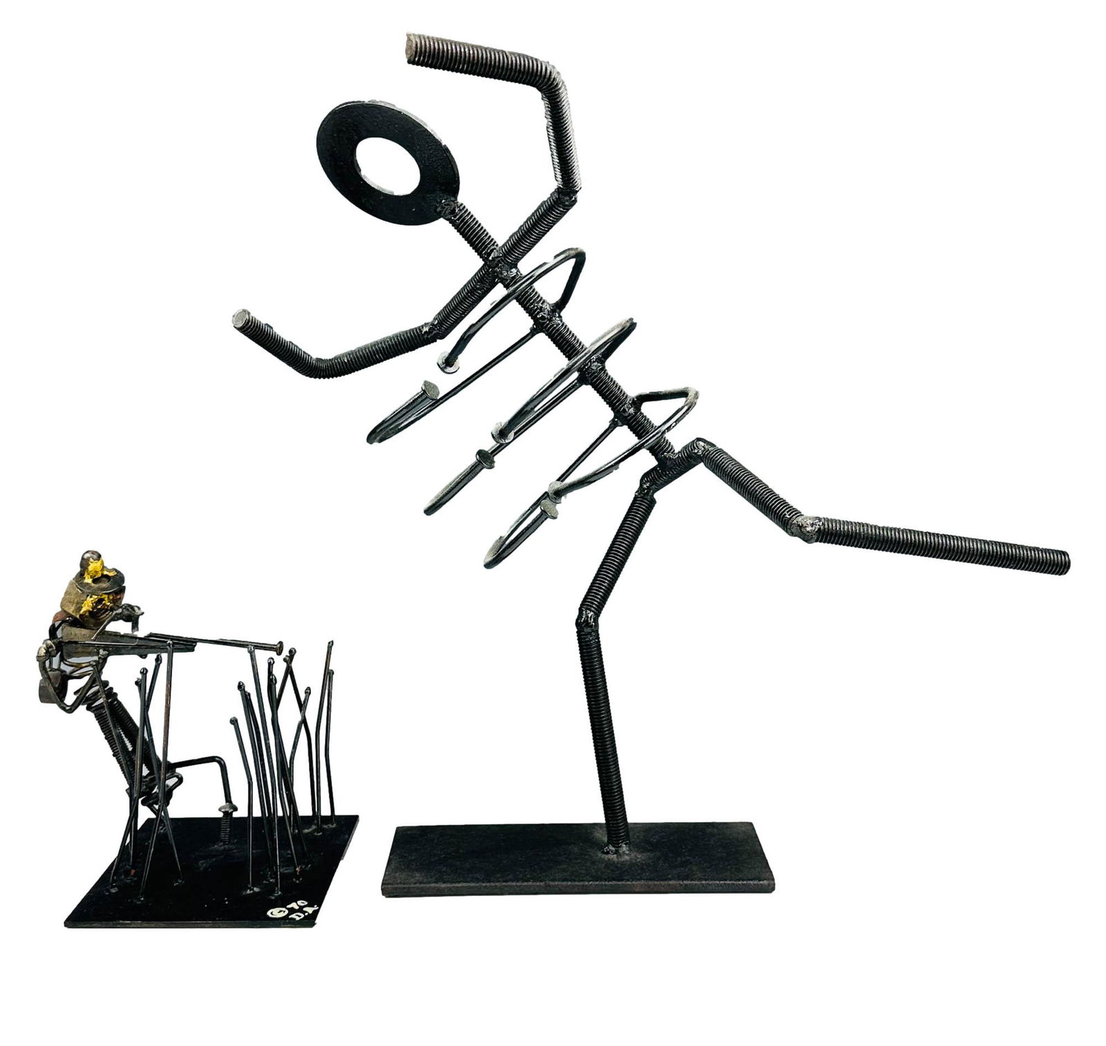 Nut Bolt Welded Metal Assemblage Sculpture 2pc LOT (1 of 5)