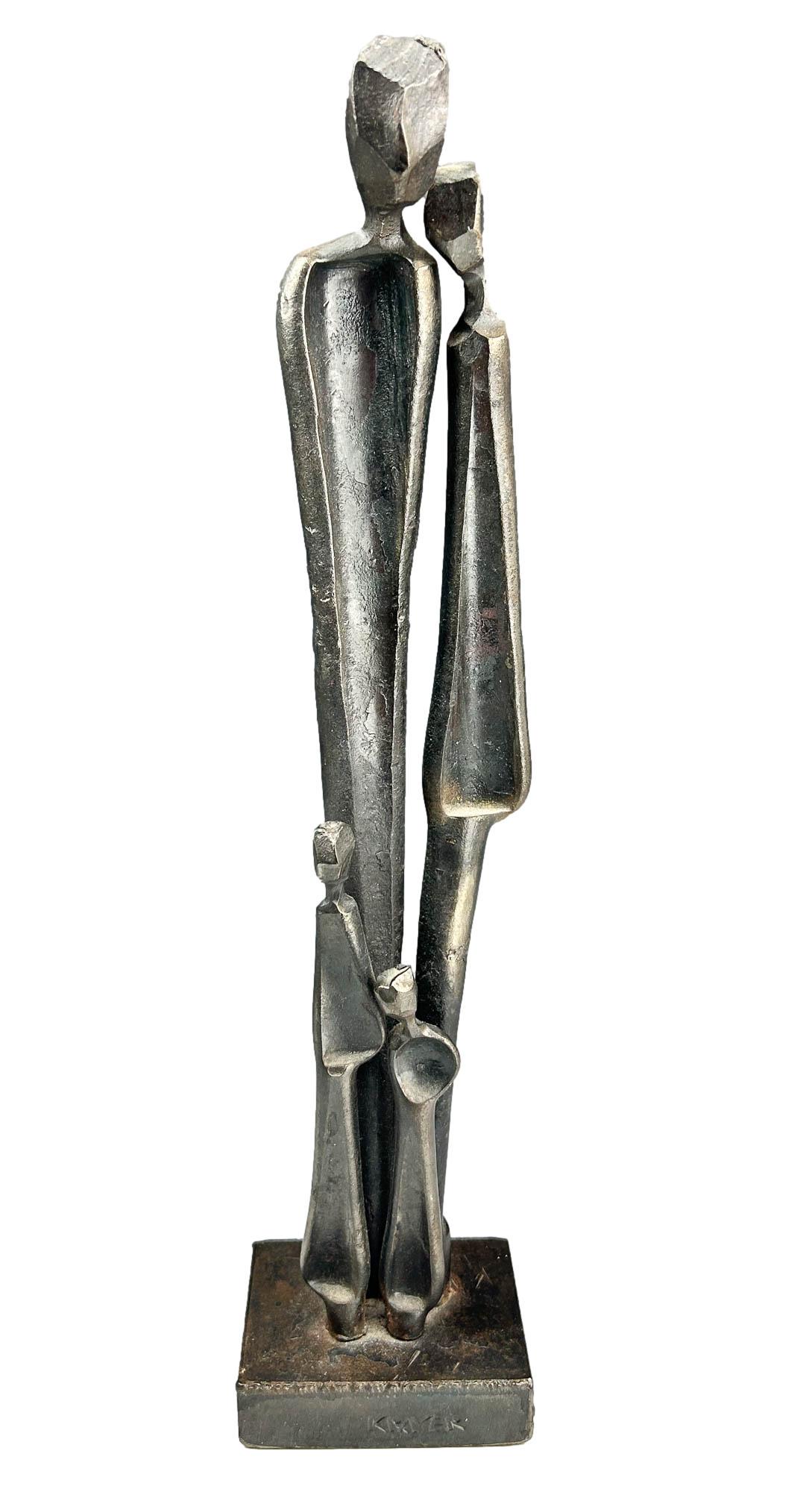 Boris Kramer b.1969 Studio Crafted Steel Sculpture: Boris Kramer (Canadian, born 1969). Titled: Family with 2 Children. Symbolizes a close connection between parents and children. Studio handcrafted in forged steel. OOAK ( One of a Kind ) creation. Sig