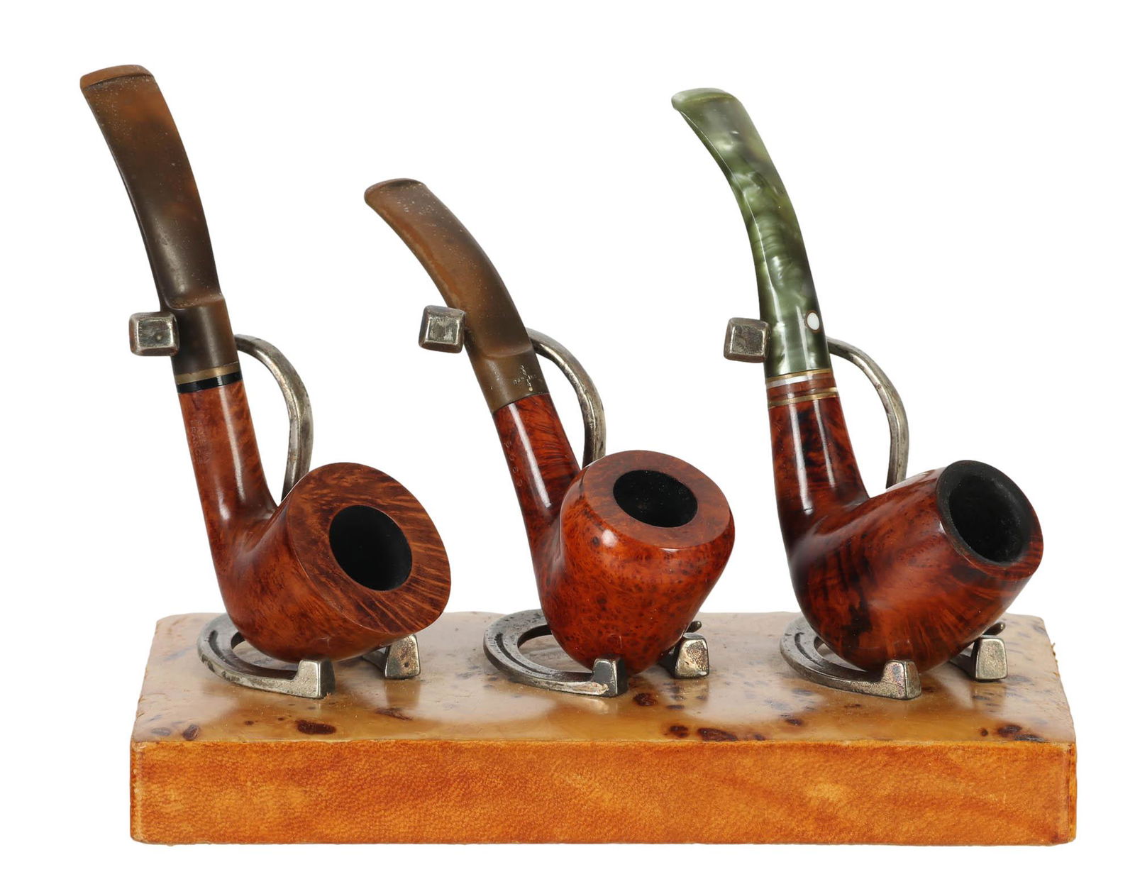 Wood Smoking Tobacco Pipe w Custom Stand 3pc LOT (1 of 5)