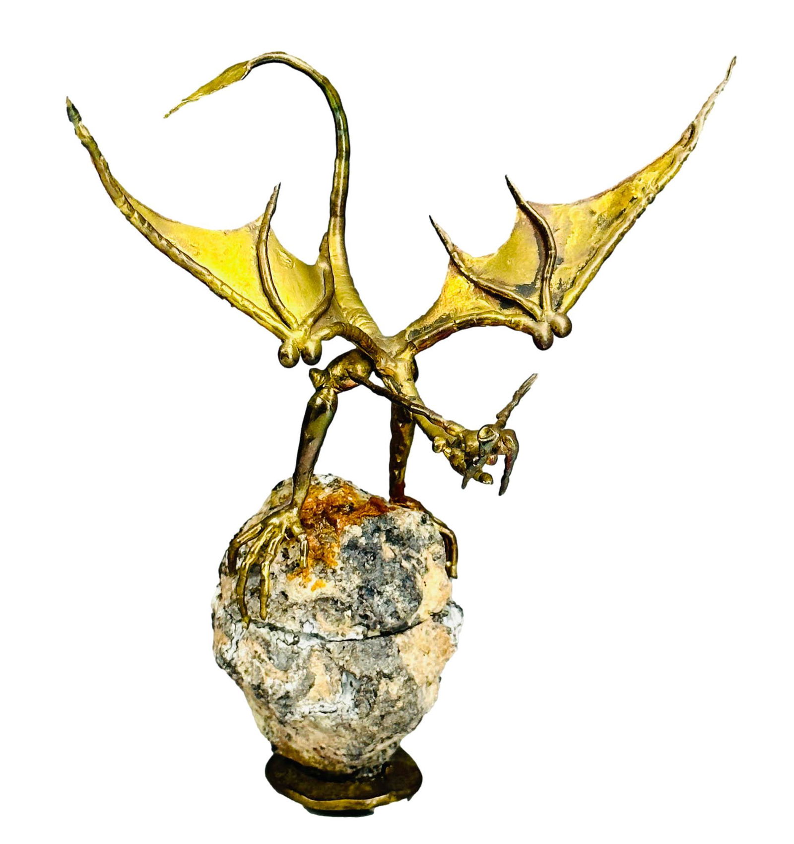 handcrafted Brass Dragon Sculpture Geode Crystal (1 of 10)