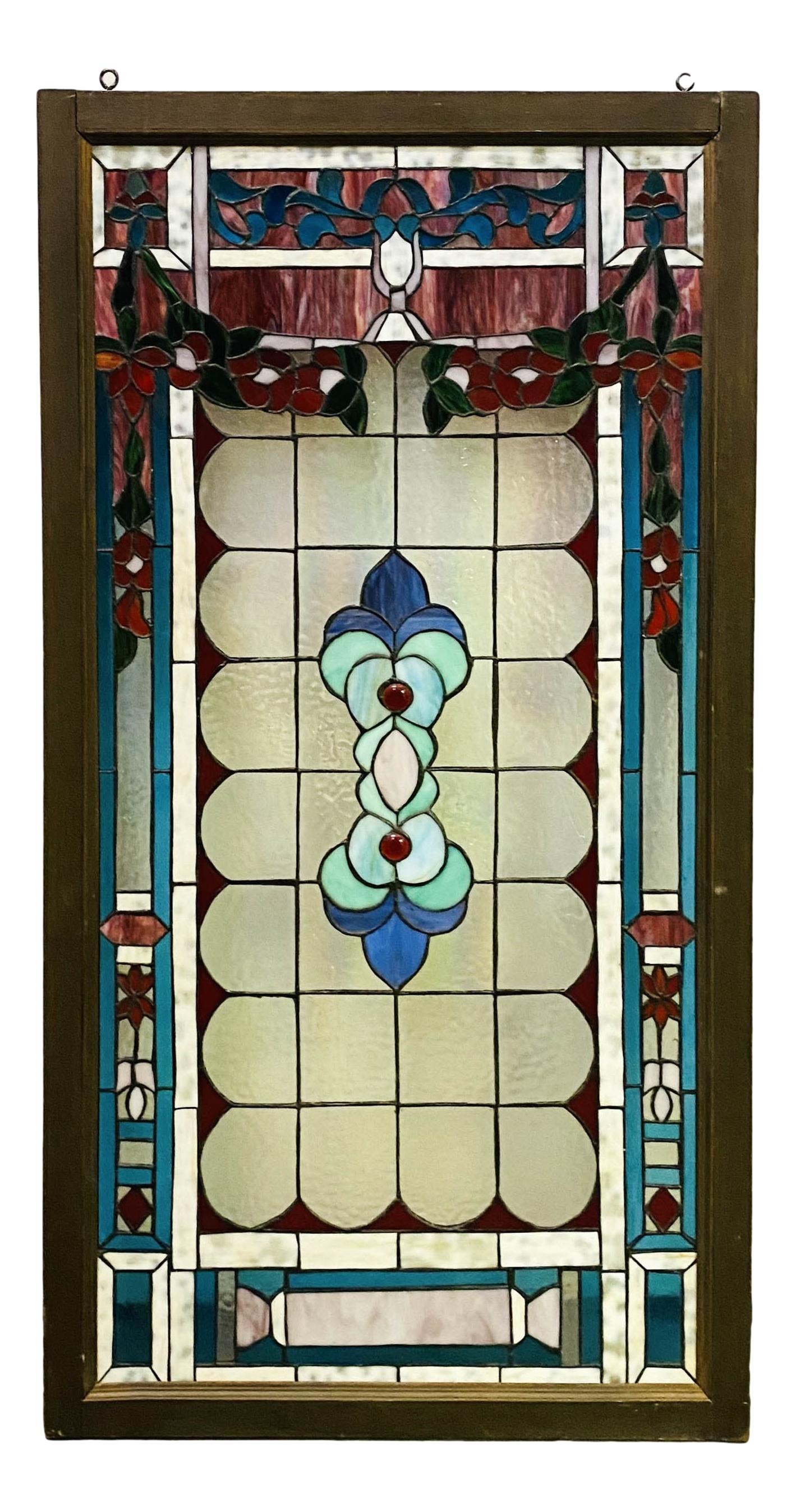 Architectural Salvage Leaded Stained Glass Window (1 of 2)