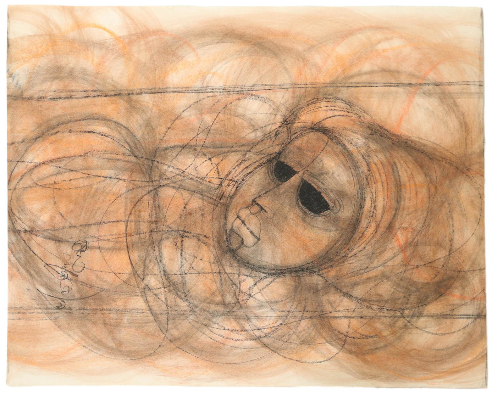 Ben Macala 1938-1997 Faces Charcoal & Oil Drawing: Ben Macala (South African, 1938-1997). Charcoal with pastel and oil drawing on pape. Titled "Faces". Artist signature lower right. Unframed. Ships rolled. Accompanied with an "Authentication Contempor