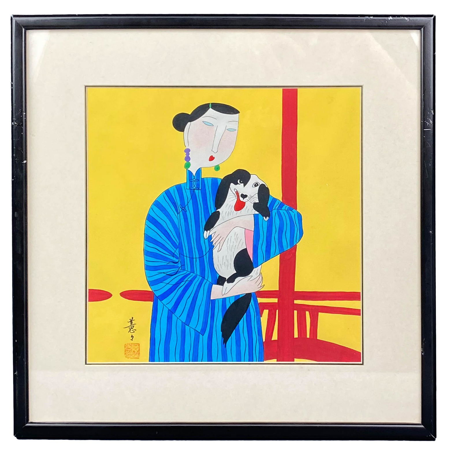 Hu Yongkai B.1945 Figural Watercolor Painting (1 of 4)