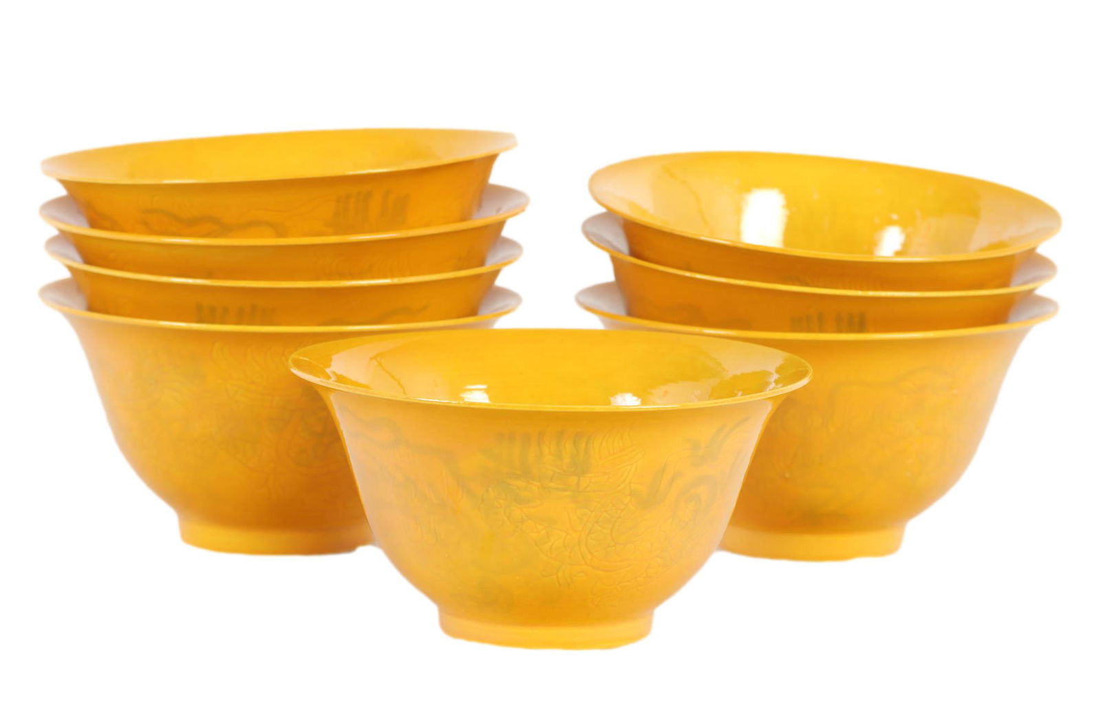 Chinese Imperial Yellow Glaze Porcelain Bowl LOT (1 of 7)