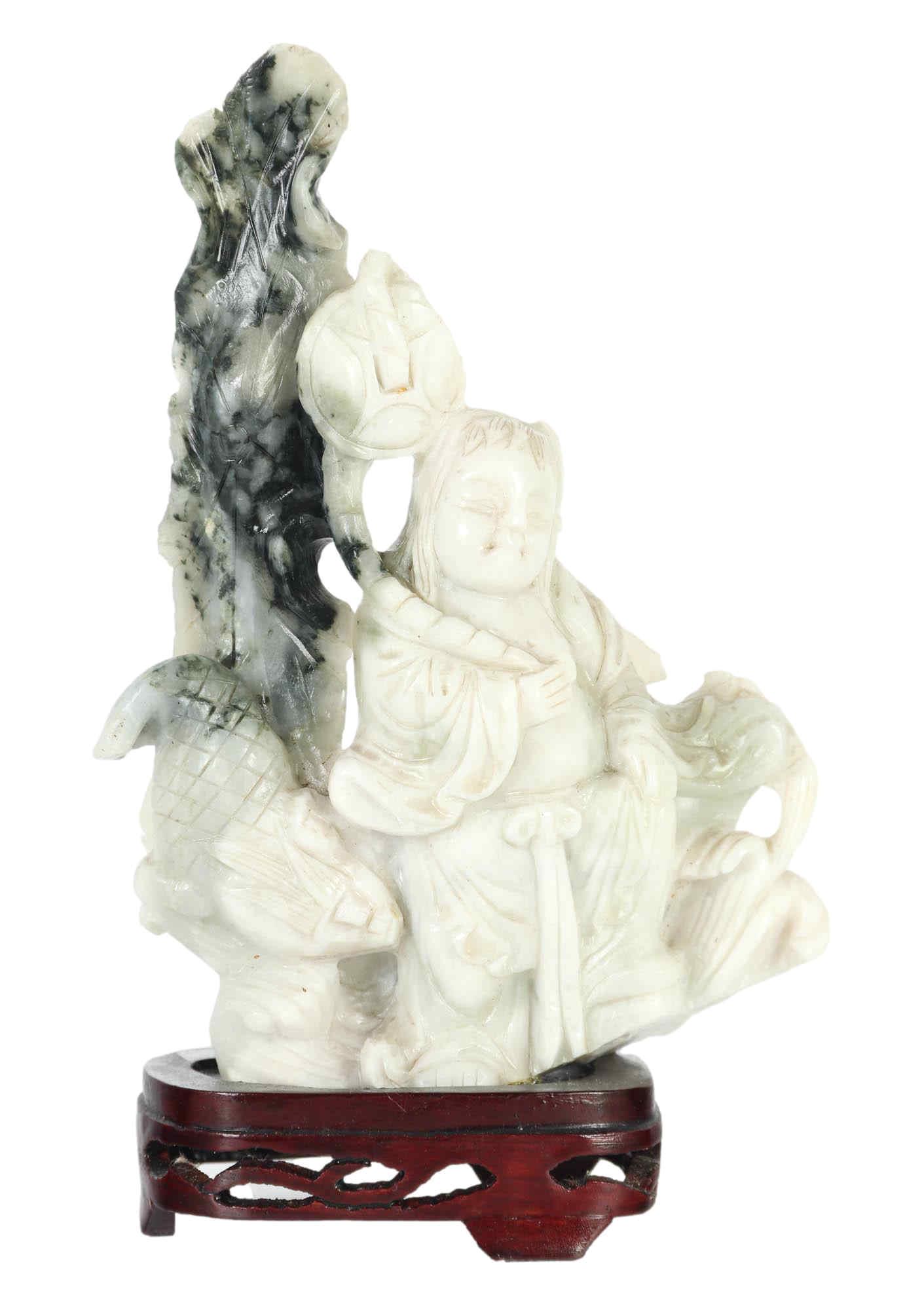 Chinese Hardstone Carved Immortal Statue w/ Stand (1 of 5)