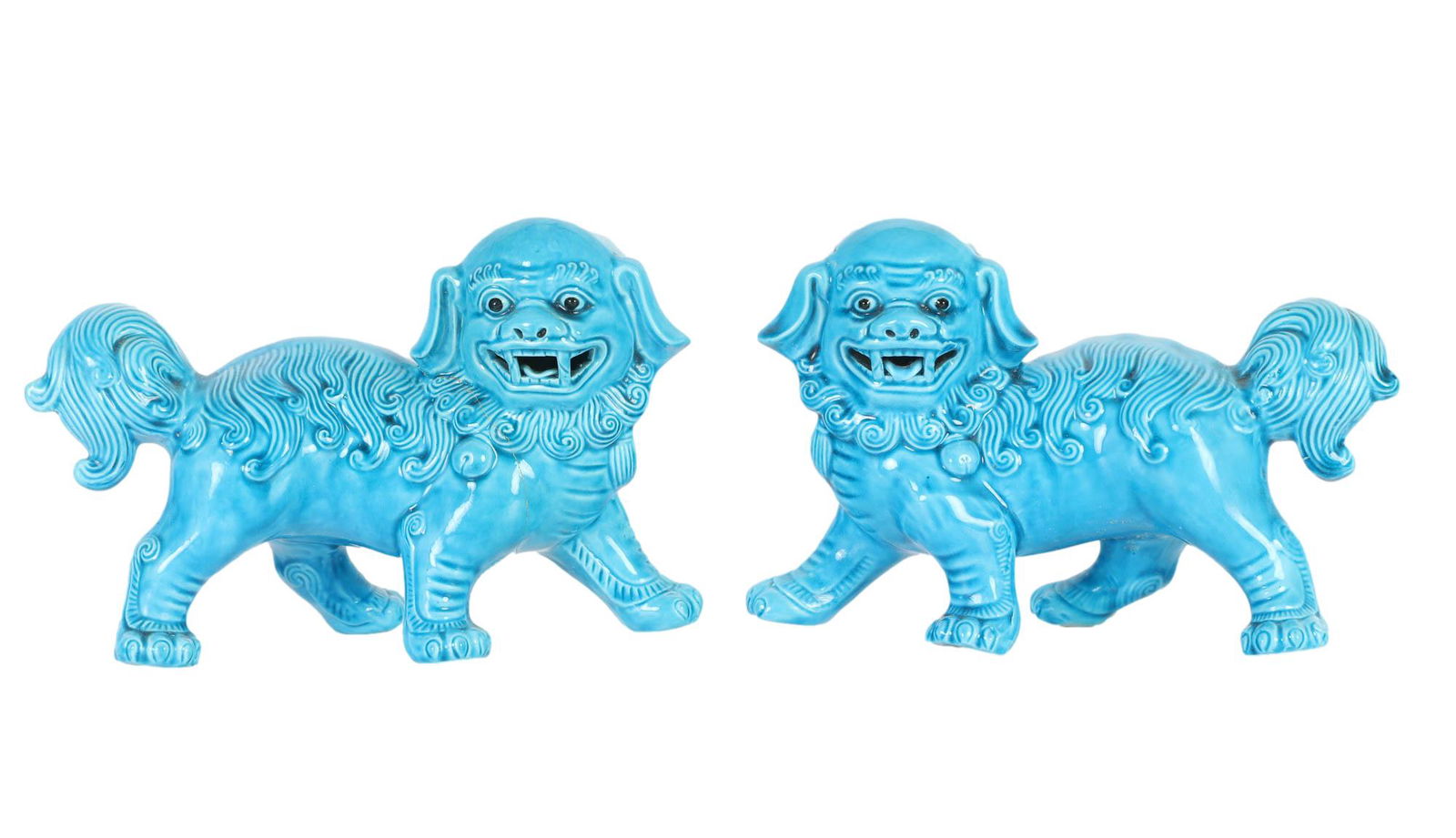 Chinese Turquoise Glaze Foo Dog Ceramic Figurines (1 of 5)