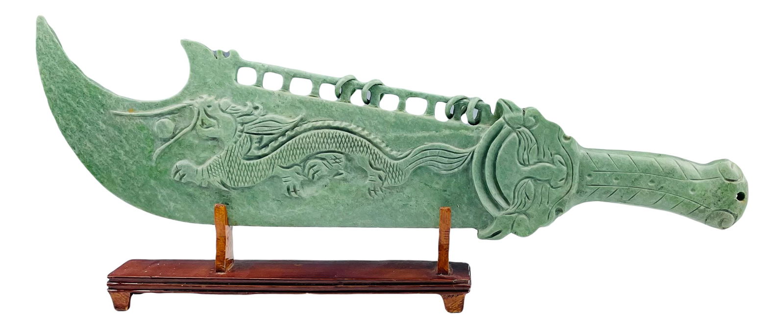 Chinese Carved Hardstone Dragon Sword w Wood Stand (1 of 4)