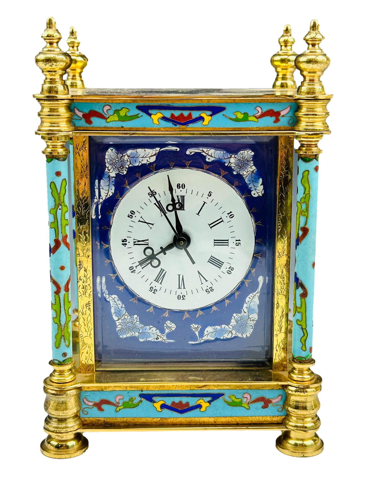 Chinese Enamel Cloisonne French Style Mantle Clock (1 of 7)