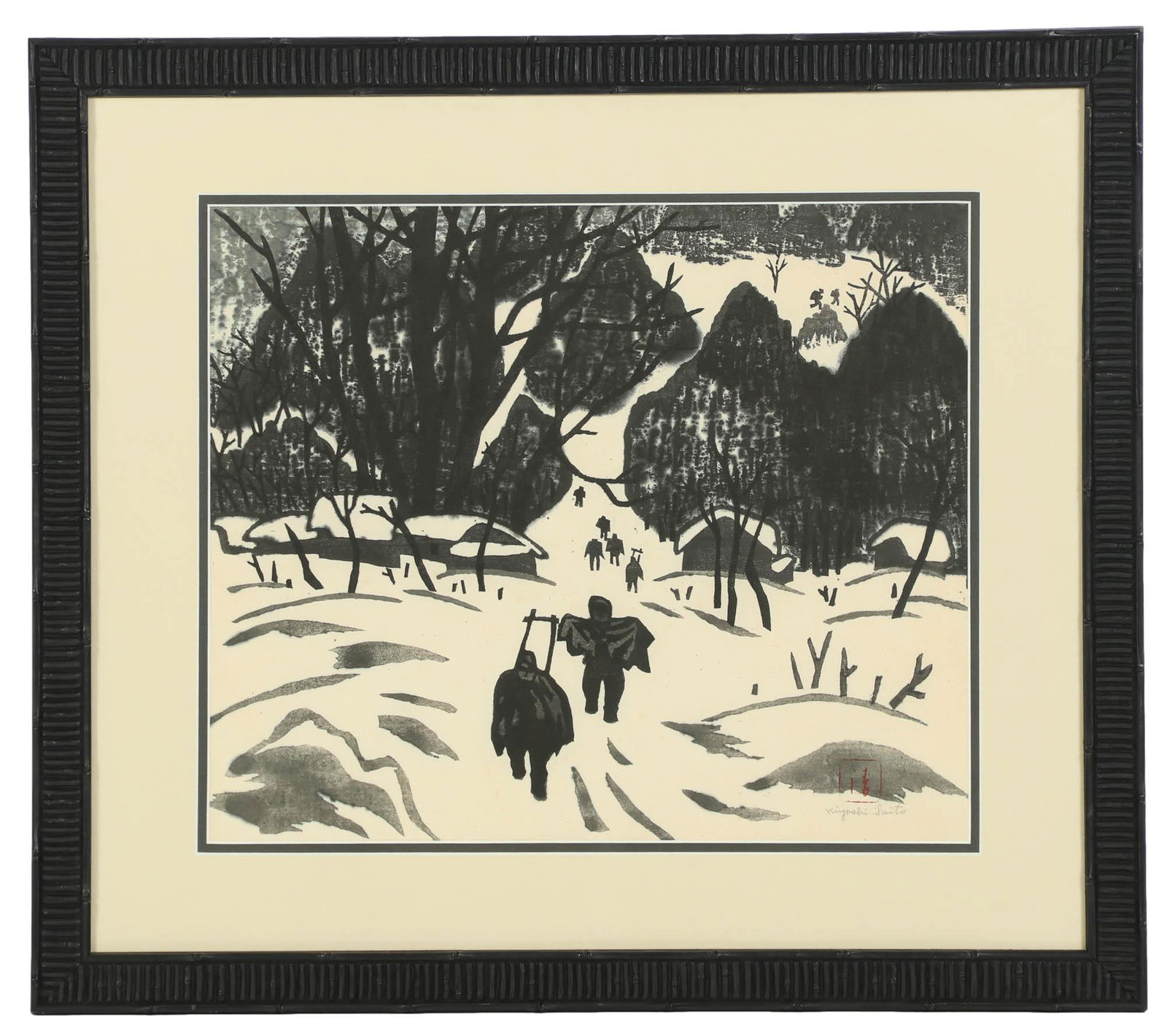 Kiyoshi Saito Winter Landscape Woodblock Print (1 of 4)