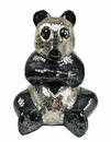 Panda Bear Black Silver Mosaic Mirror Sculpture