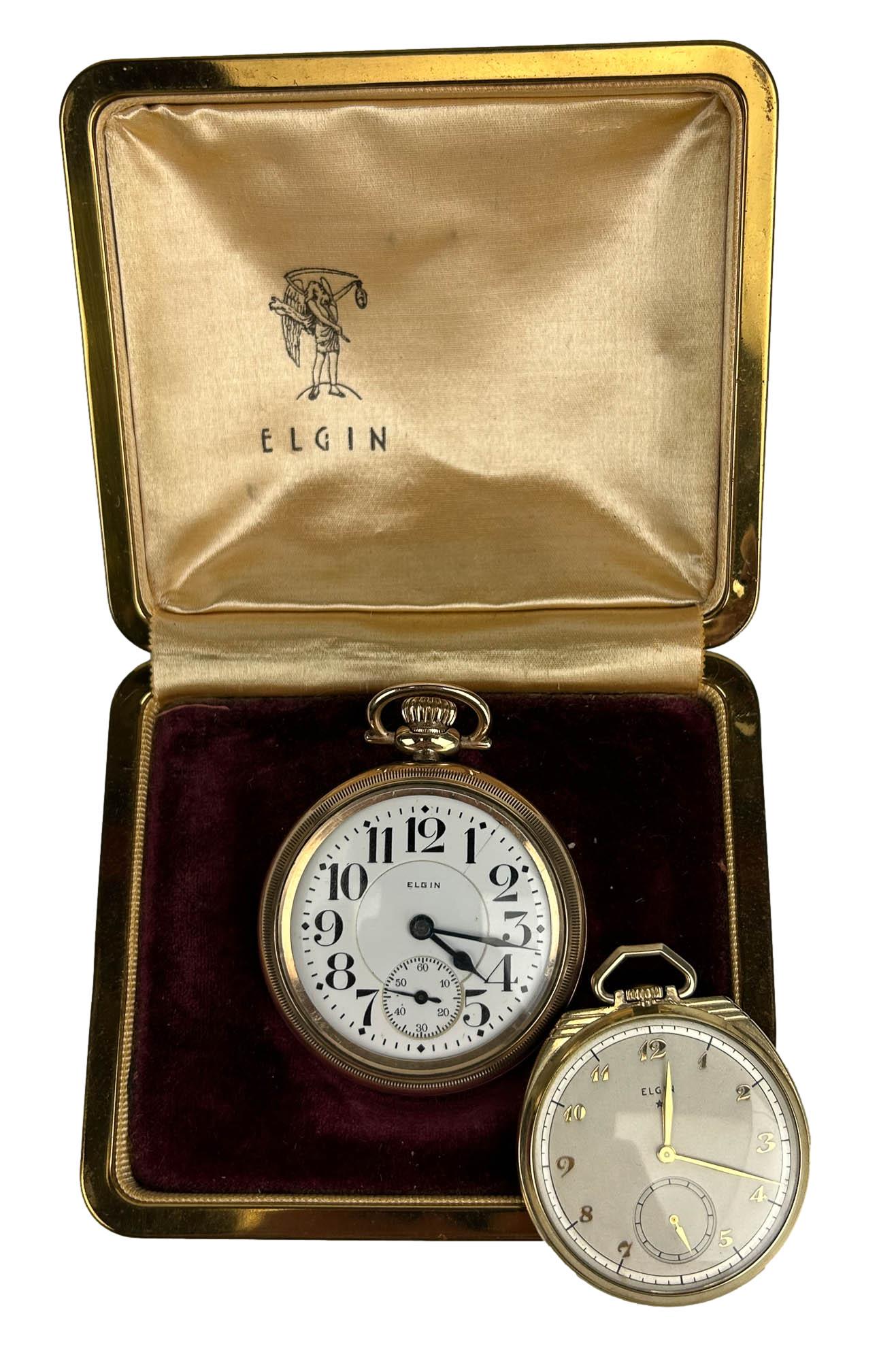 Elgin Art Deco Gold Filled GF Pocket Watch 2pc LOT (1 of 4)