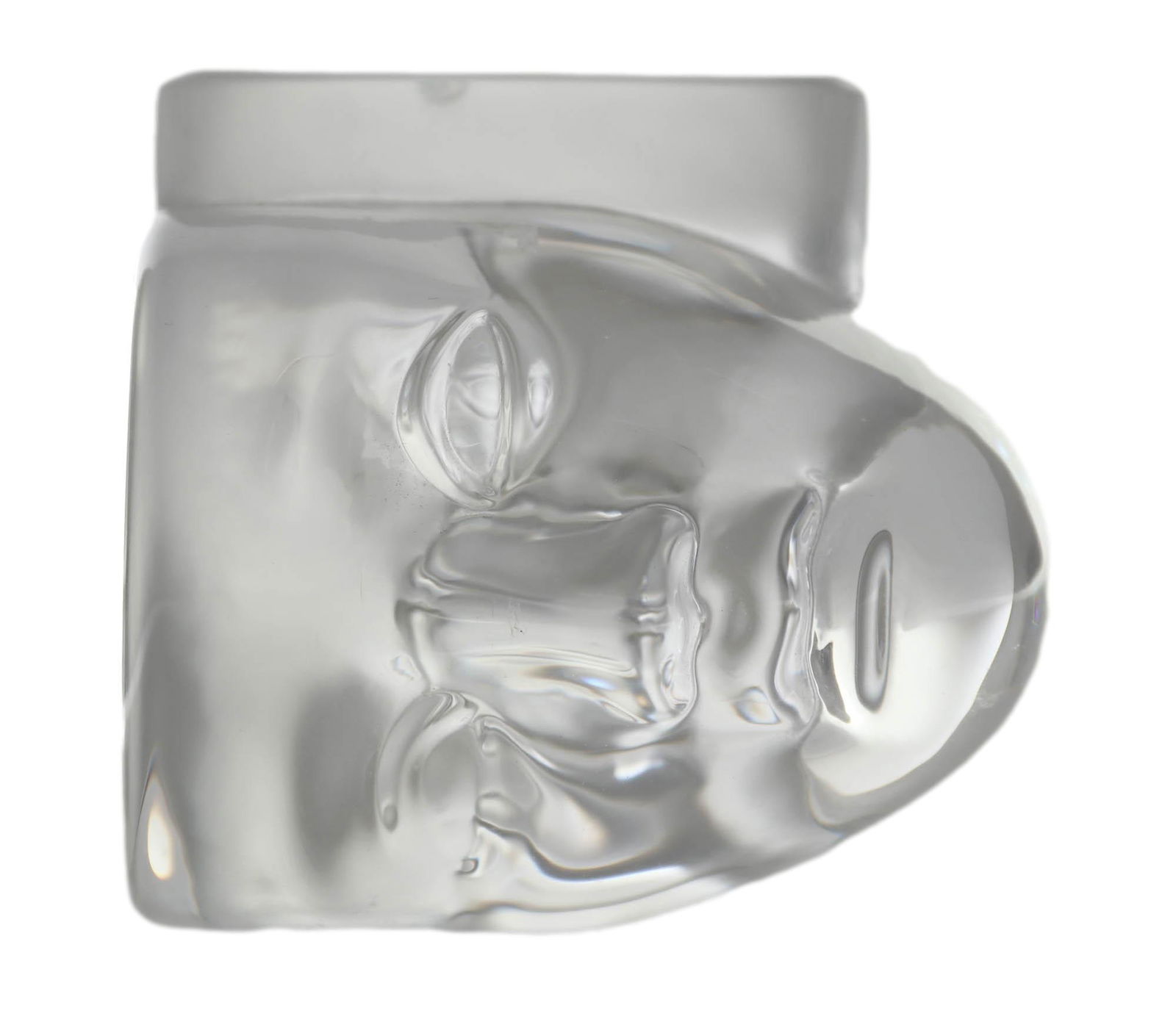 Daum France Crystal Art Deco Mask Face Paperweight (1 of 5)