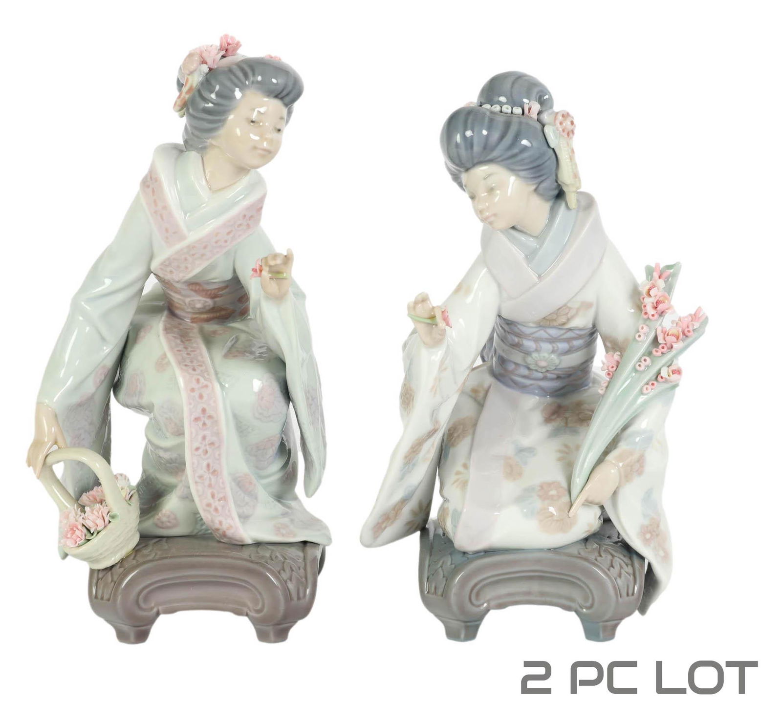 Lladro Japanese Glazed Geisha Figurines 2pc LOT (1 of 6)