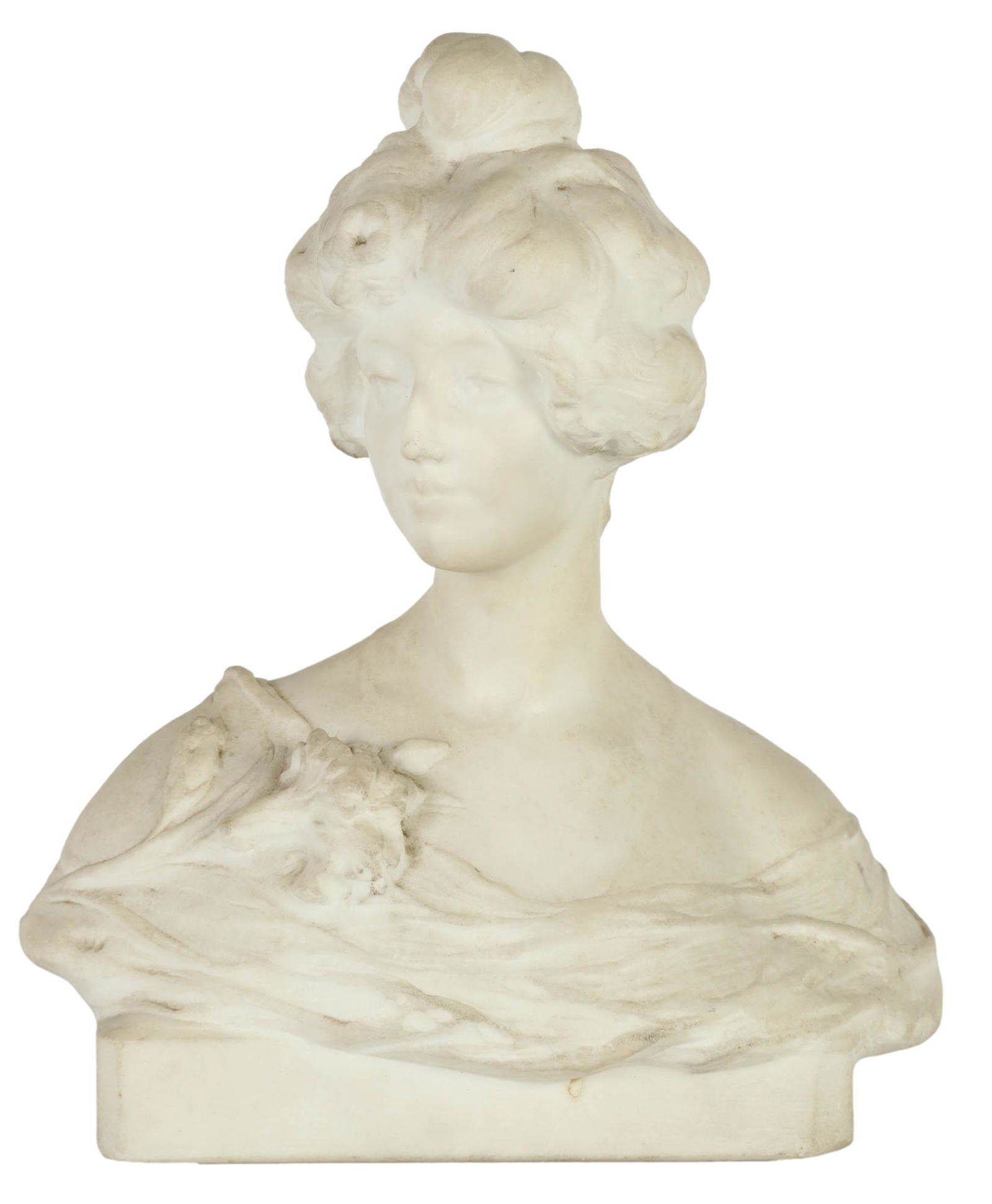 19C Italian Art Nouveau Marble Bust Of A Maiden (1 of 5)