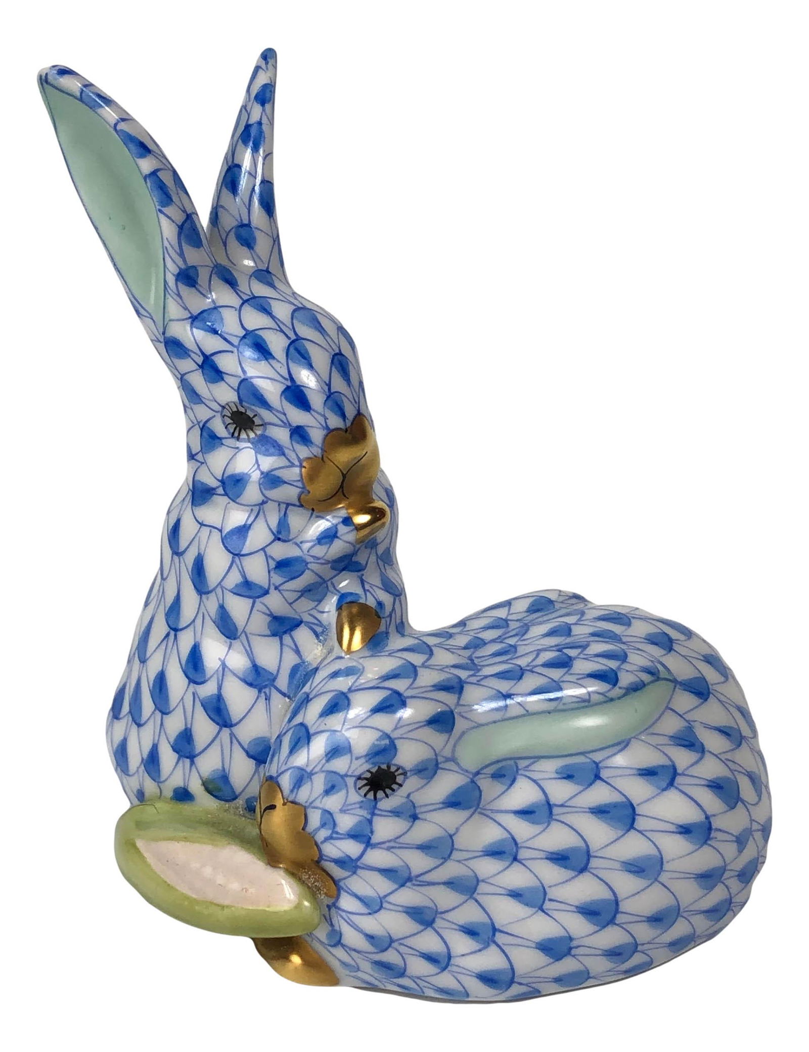 Herend Porcelain Blue Fishnet Rabbit Figurine (1 of 3)