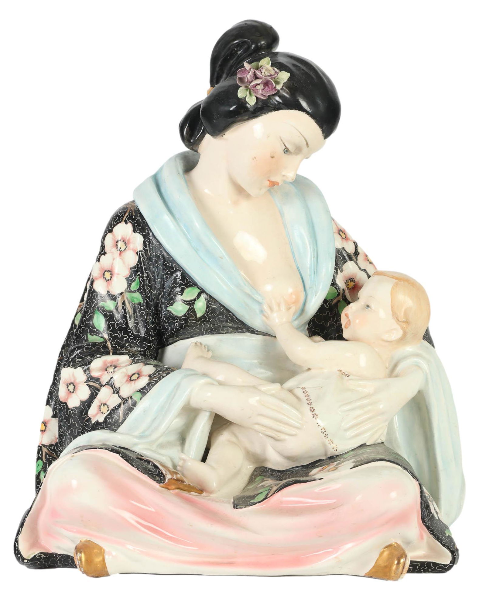 Bertolotti Italy Mother Child Ceramic Figurine 14" (1 of 7)