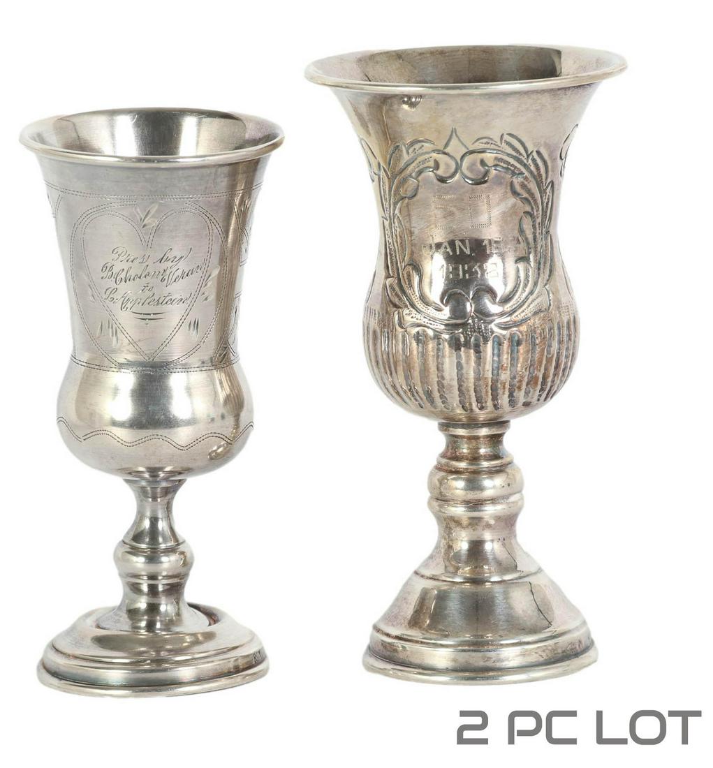Sterling Silver Judaic Kiddush Cups 2pc LOT 198g (1 of 4)