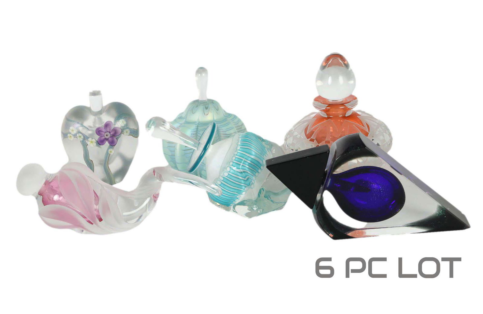 Studio Art Glass Scent Perfume Bottle 6pc SIGNED (1 of 6)