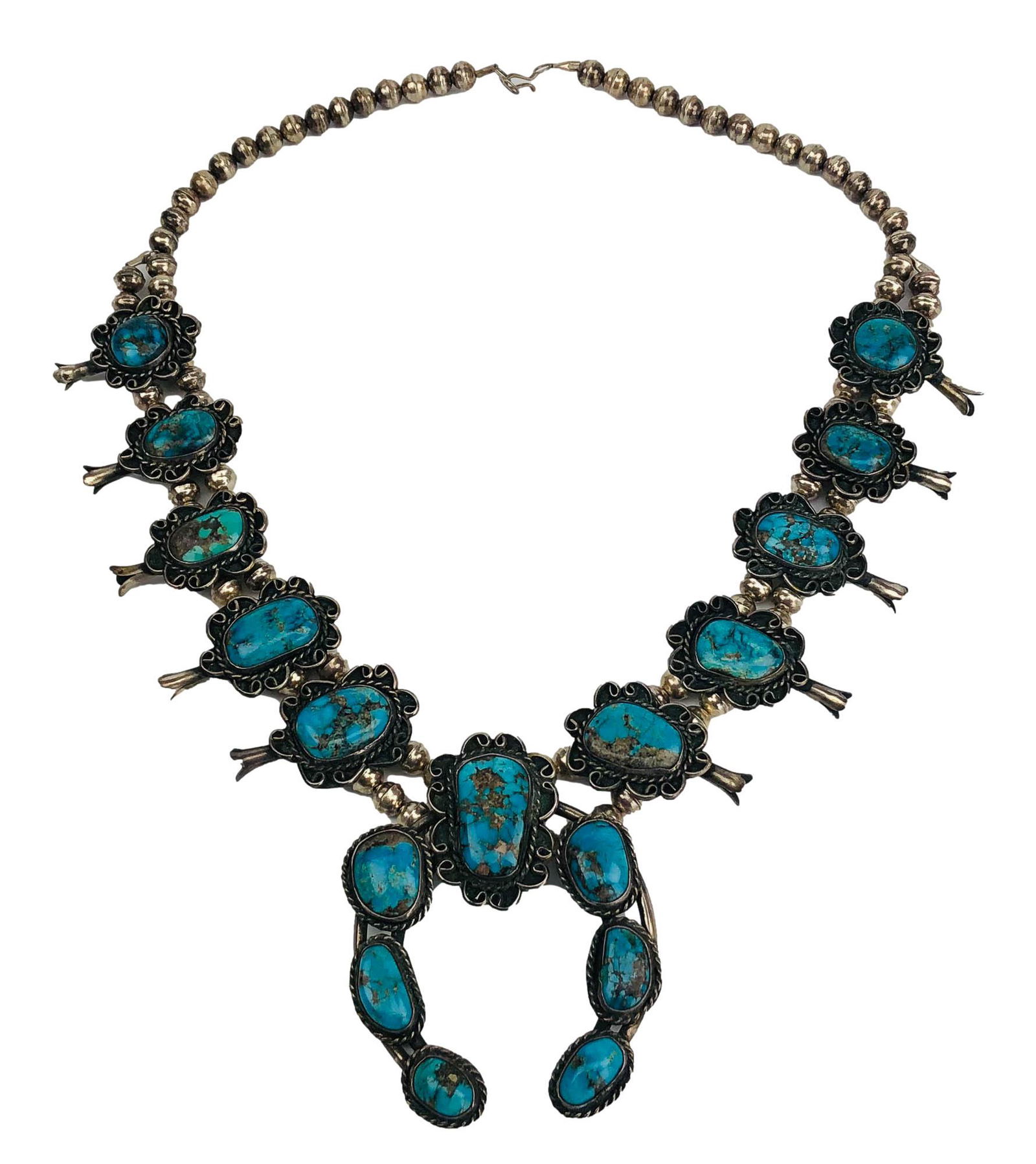 American Indian Sterling Turquoise Squash Blossom (1 of 4)