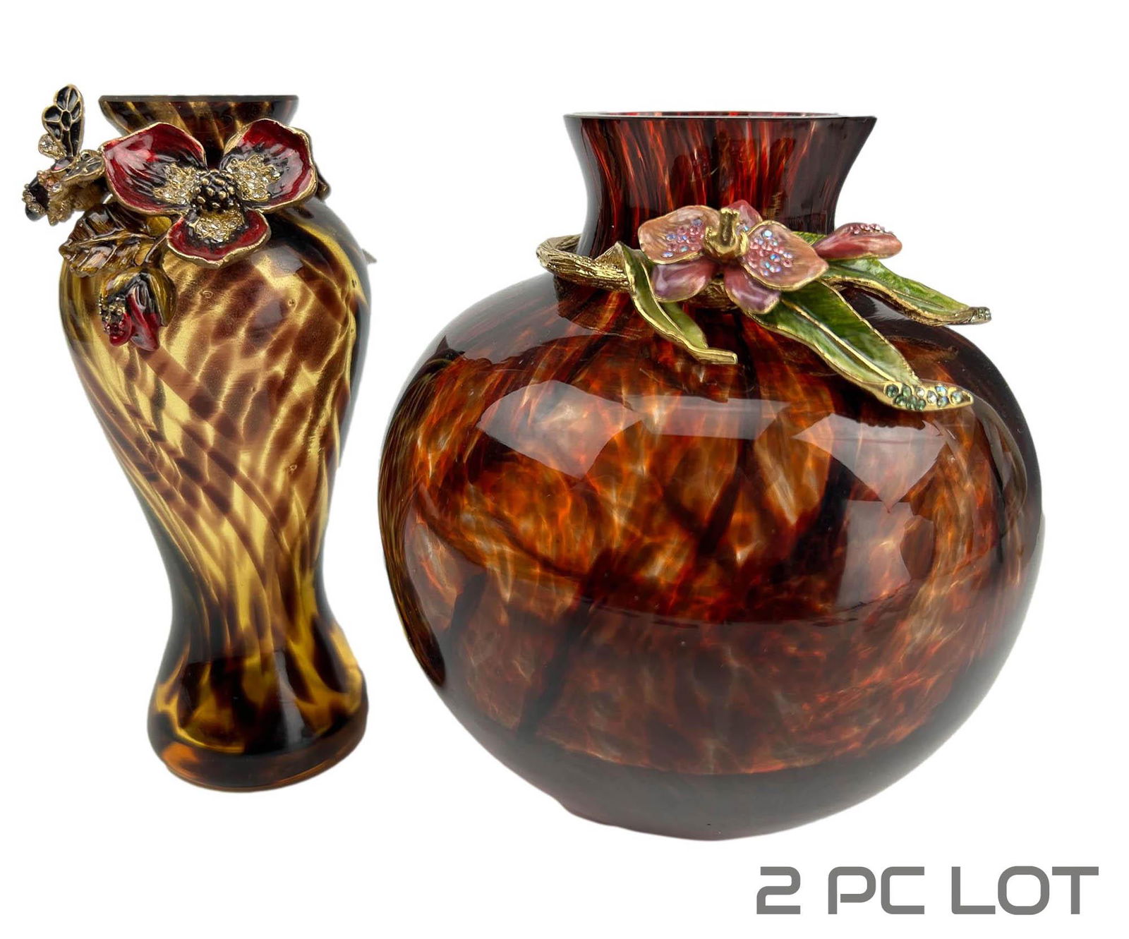 Jay Strongwater Tortoise Glass Enamel Crystal Vase (1 of 7)