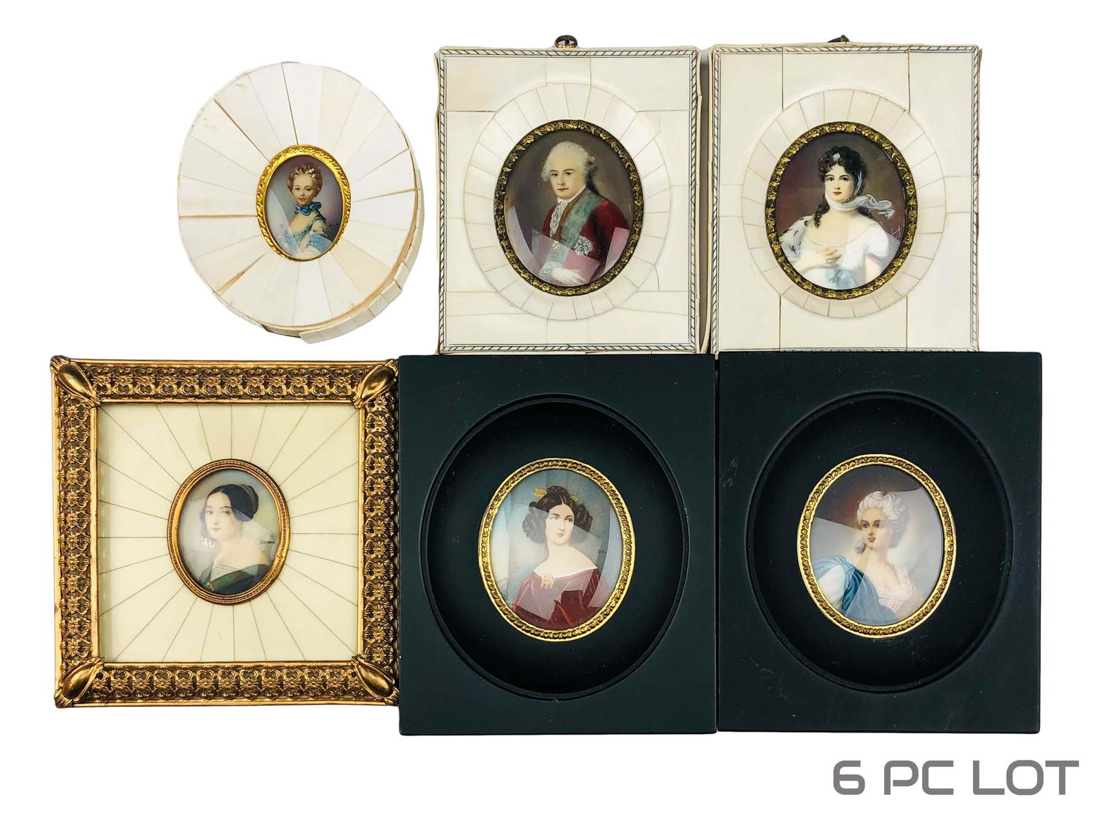 Estate Collection Mini Portrait Painting 6pc LOT (1 of 16)